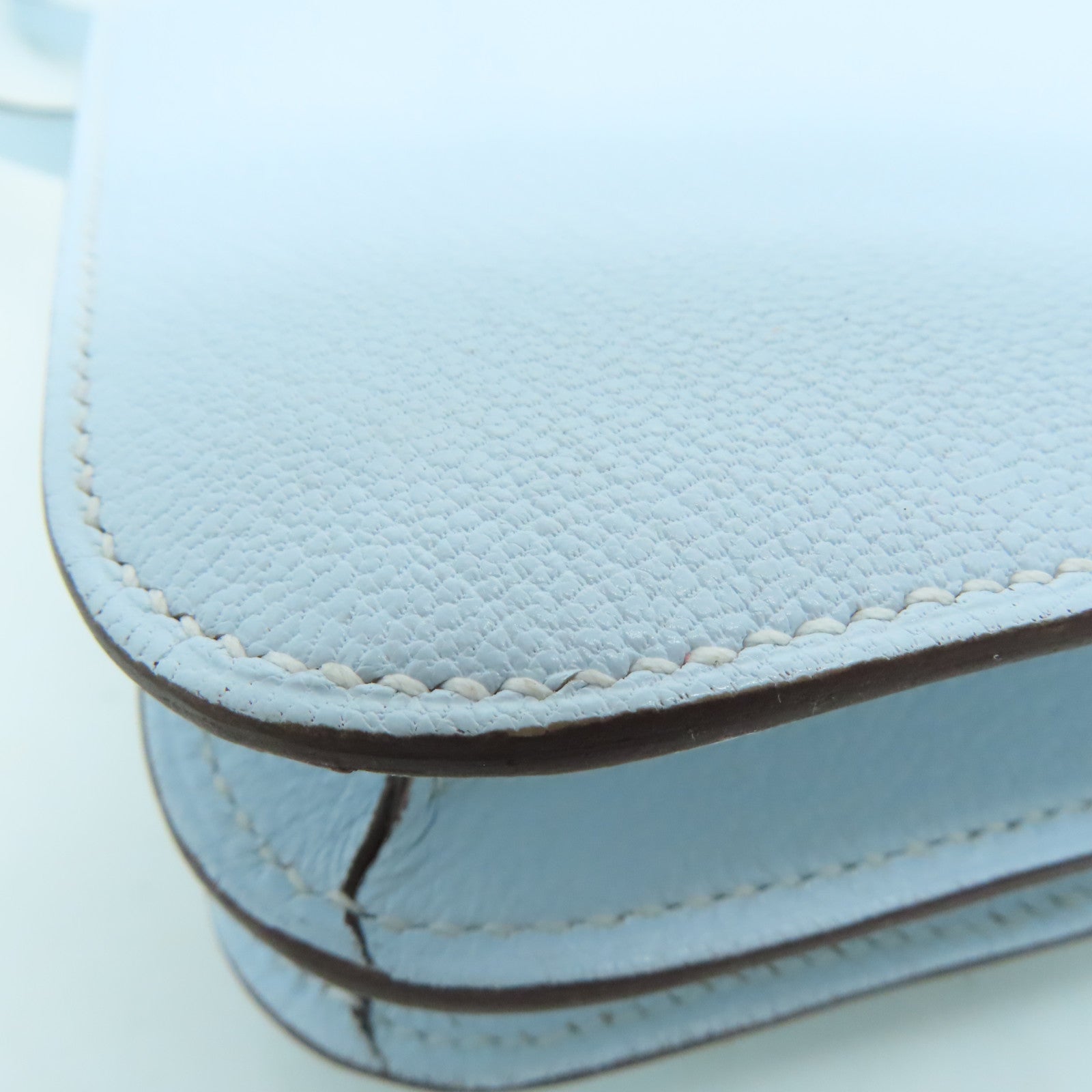 HERMES [Sharp Discount] Chevre Leather Constance Mini Silver