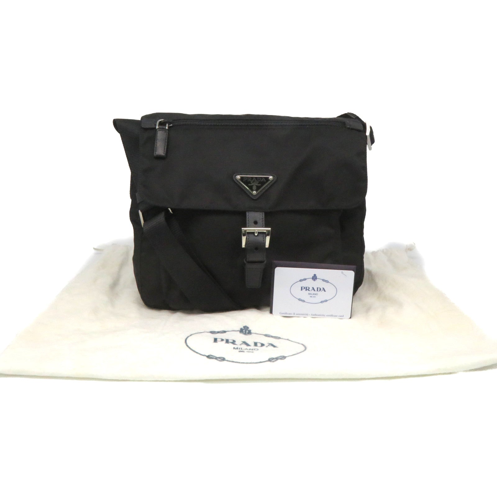 PRADA Nylon Shoulder Bag Black