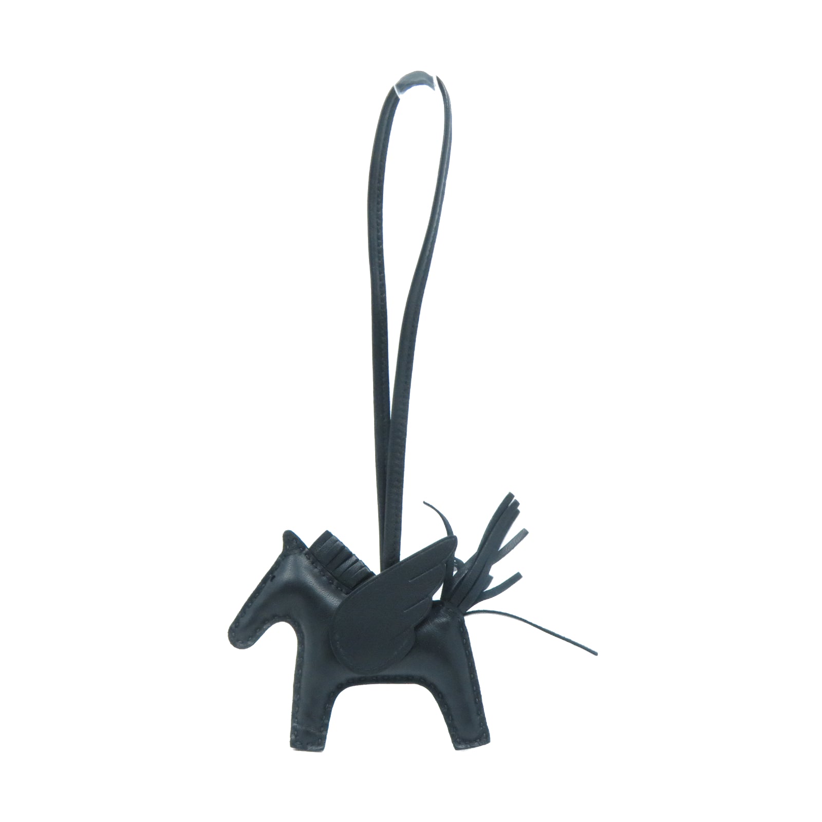 HERMES Swift皮革Rodeo Pegase PM吊飾黑色