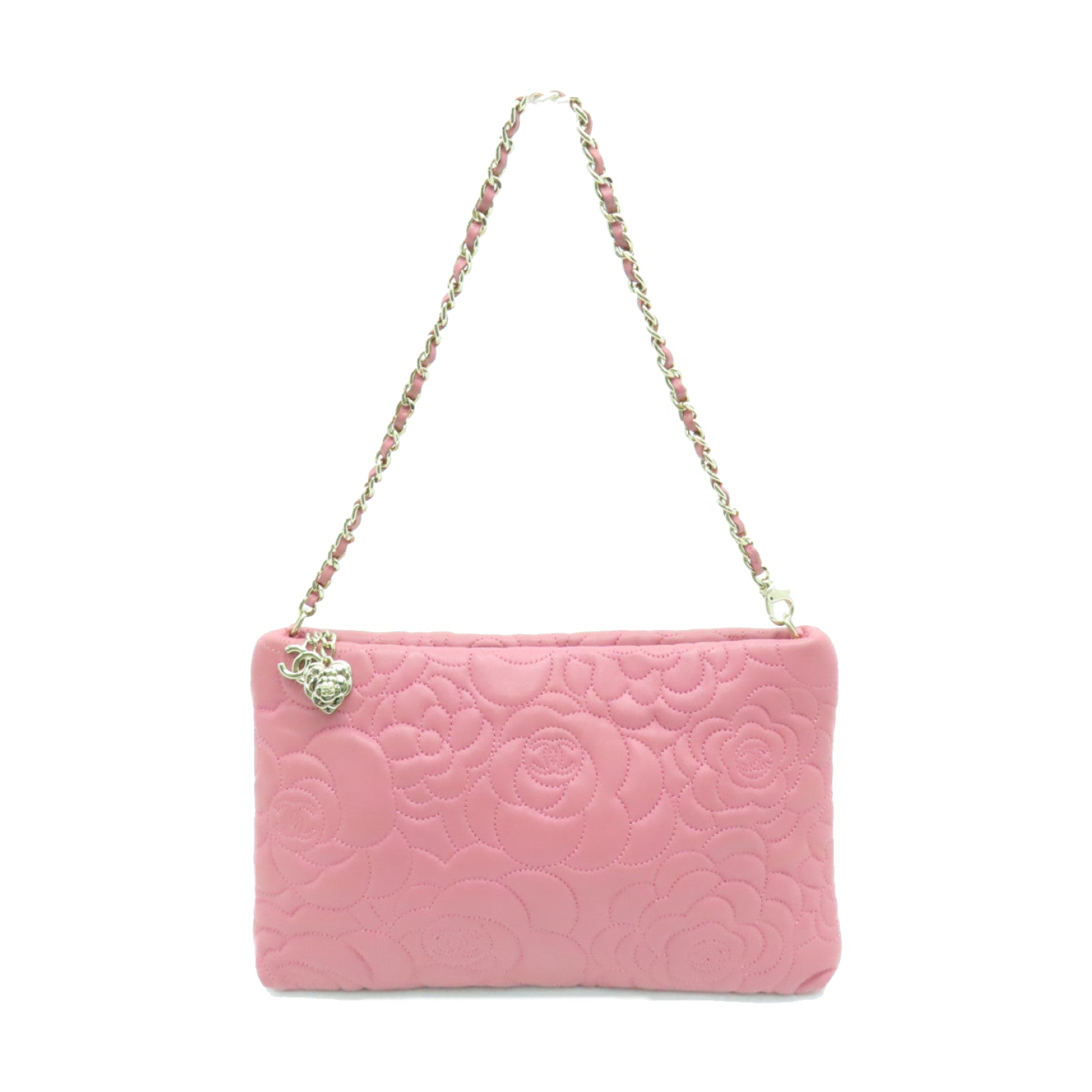 CHANEL sheepskin leather Chain Shoulder Bag gold buckle chain shoulder bag pink