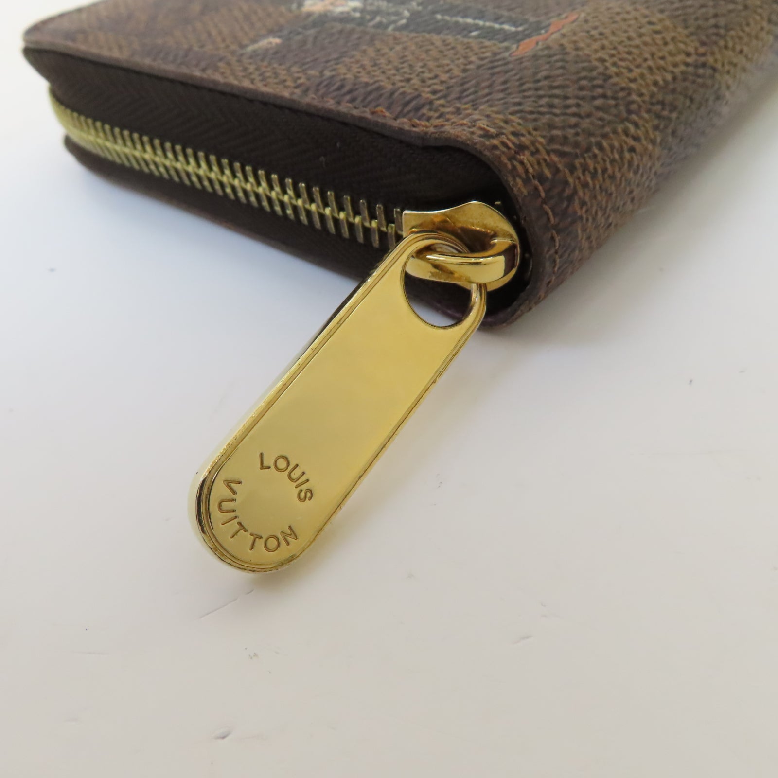 LOUIS VUITTON Damier Long Zipper Illustre Wallet 金扣長錢包啡色