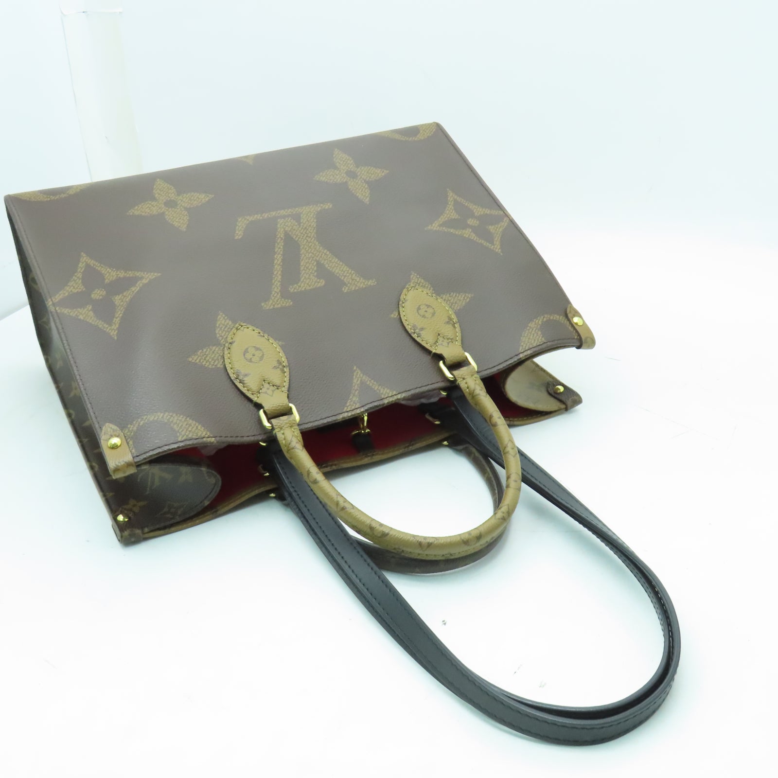 LOUIS VUITTON Monogram Giant OnTheGo MM金扣手挽肩背兩用袋啡色