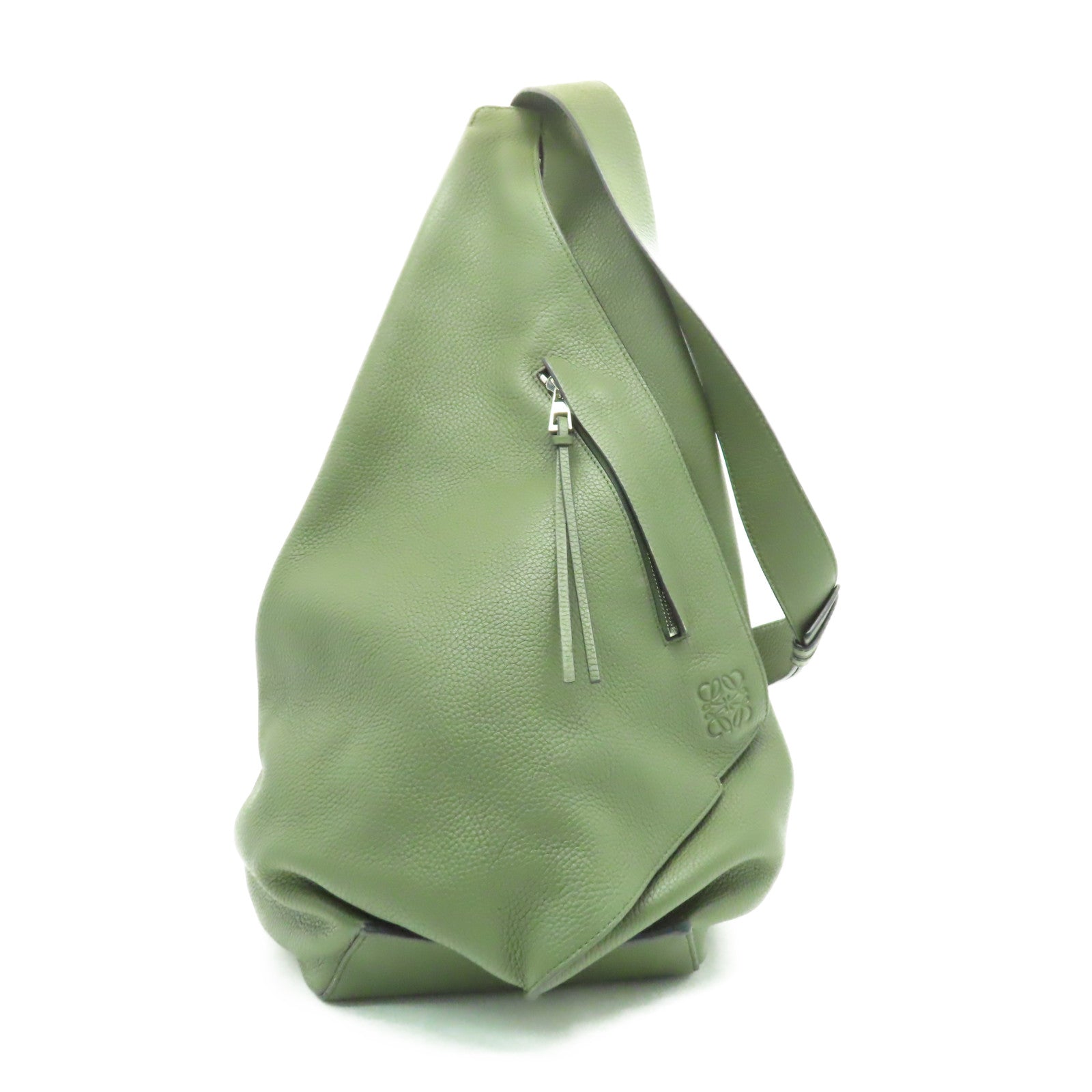 LOEWE 牛皮皮革Hand Bag銀扣肩背袋綠色