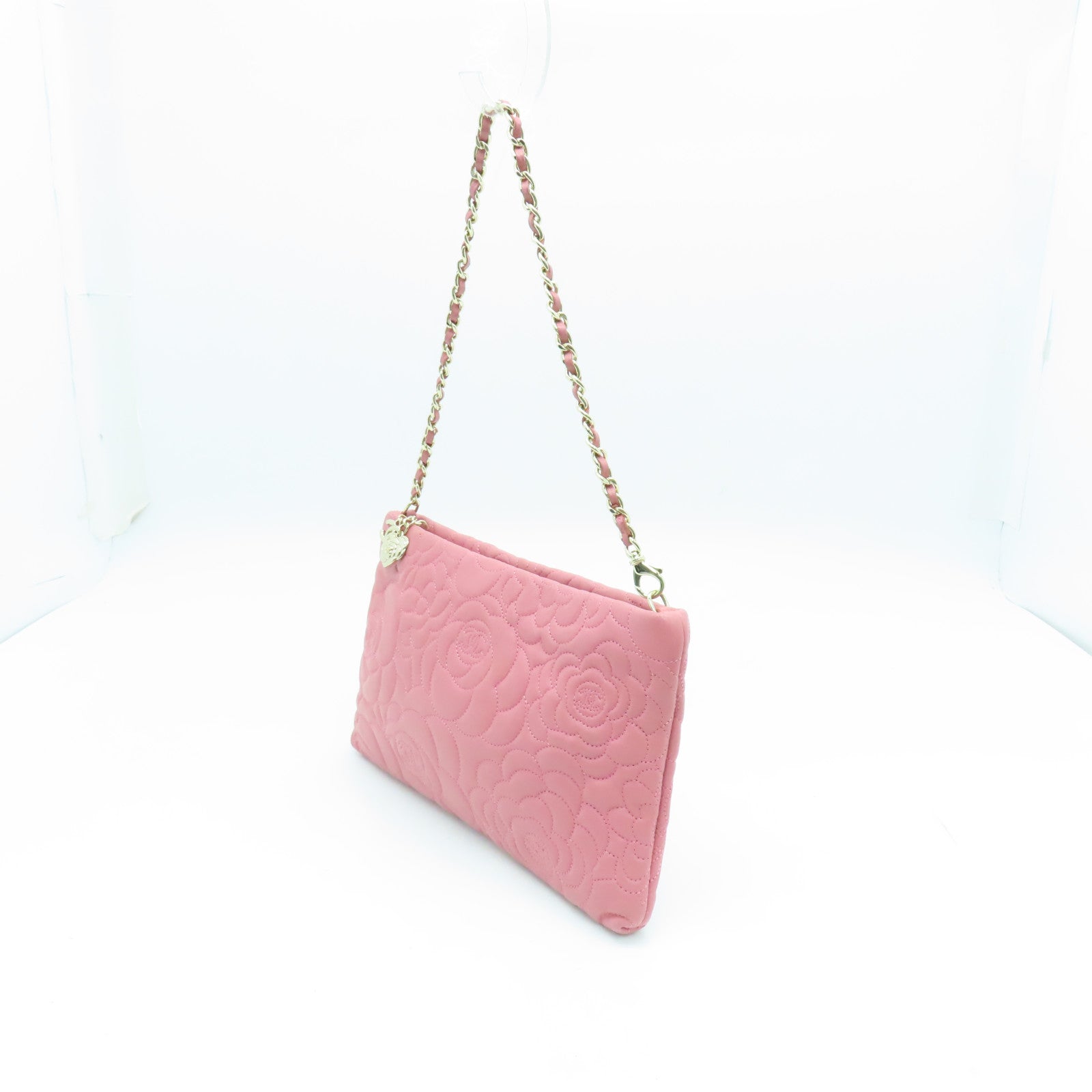 CHANEL sheepskin leather Chain Shoulder Bag gold buckle chain shoulder bag pink
