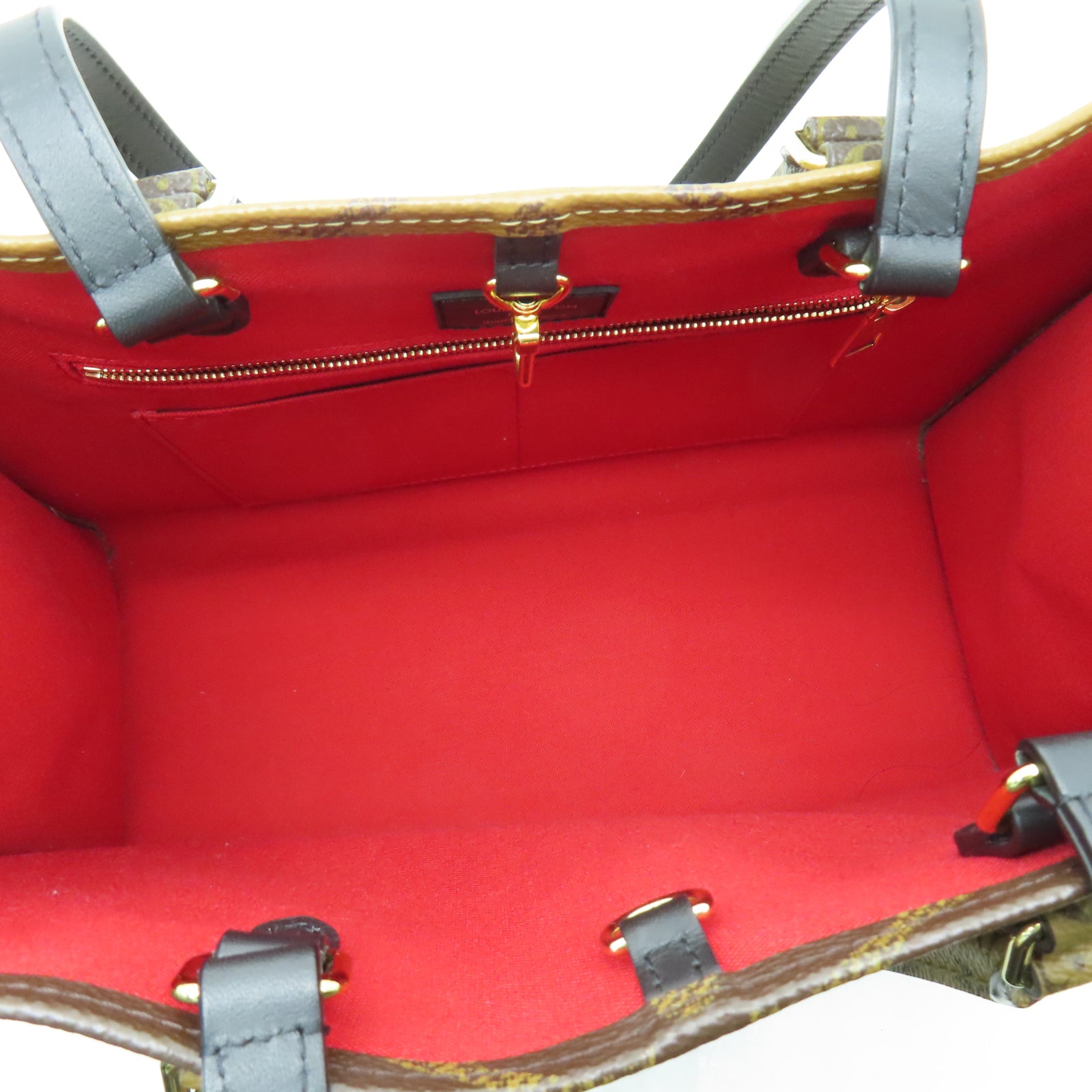 LOUIS VUITTON Monogram Giant OnTheGo MM金扣手挽肩背兩用袋啡色
