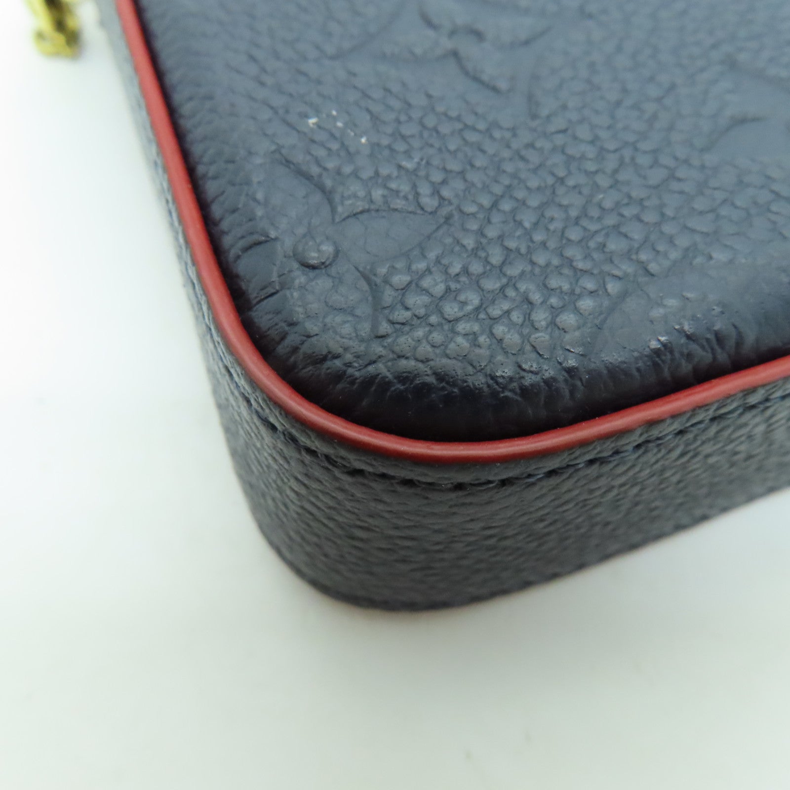 LOUIS VUITTON Monogram Empreinte Pochette Felicie金扣鏈帶肩背袋深藍色