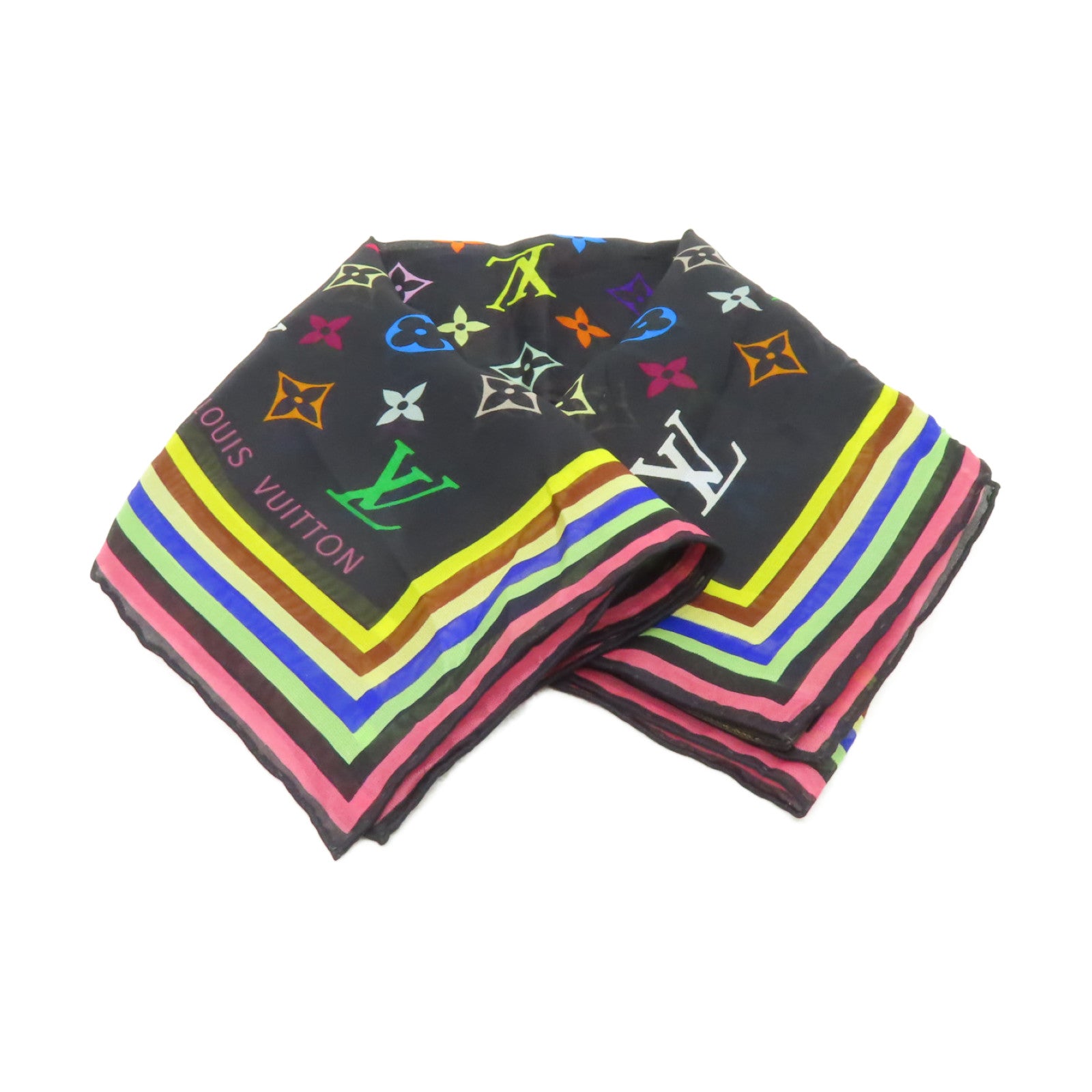 LOUIS VUITTON 絲質Scarf絲巾黒色/彩色