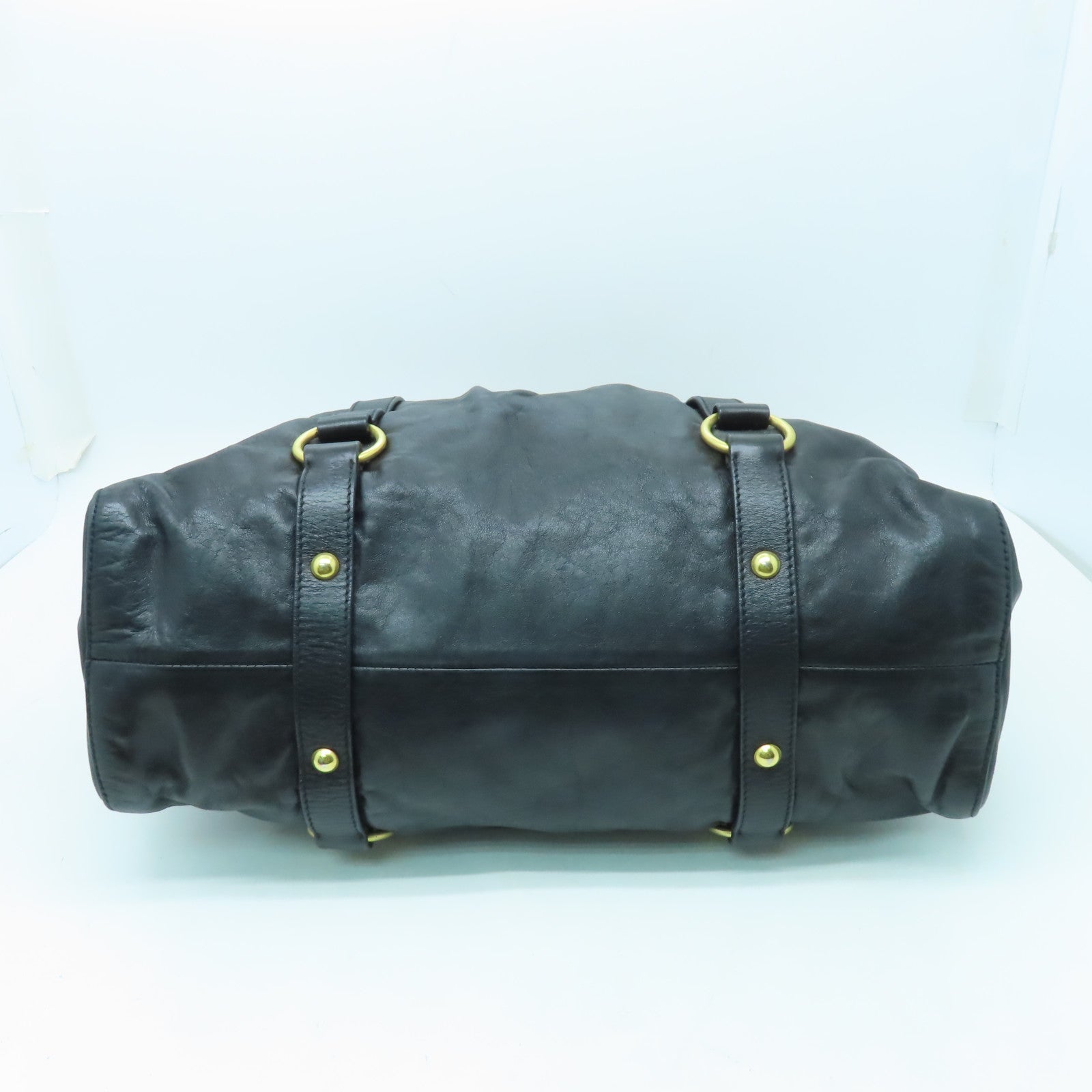 Miu Miu 牛皮皮革2 Way Shoulder金扣手挽肩背兩用袋黑色