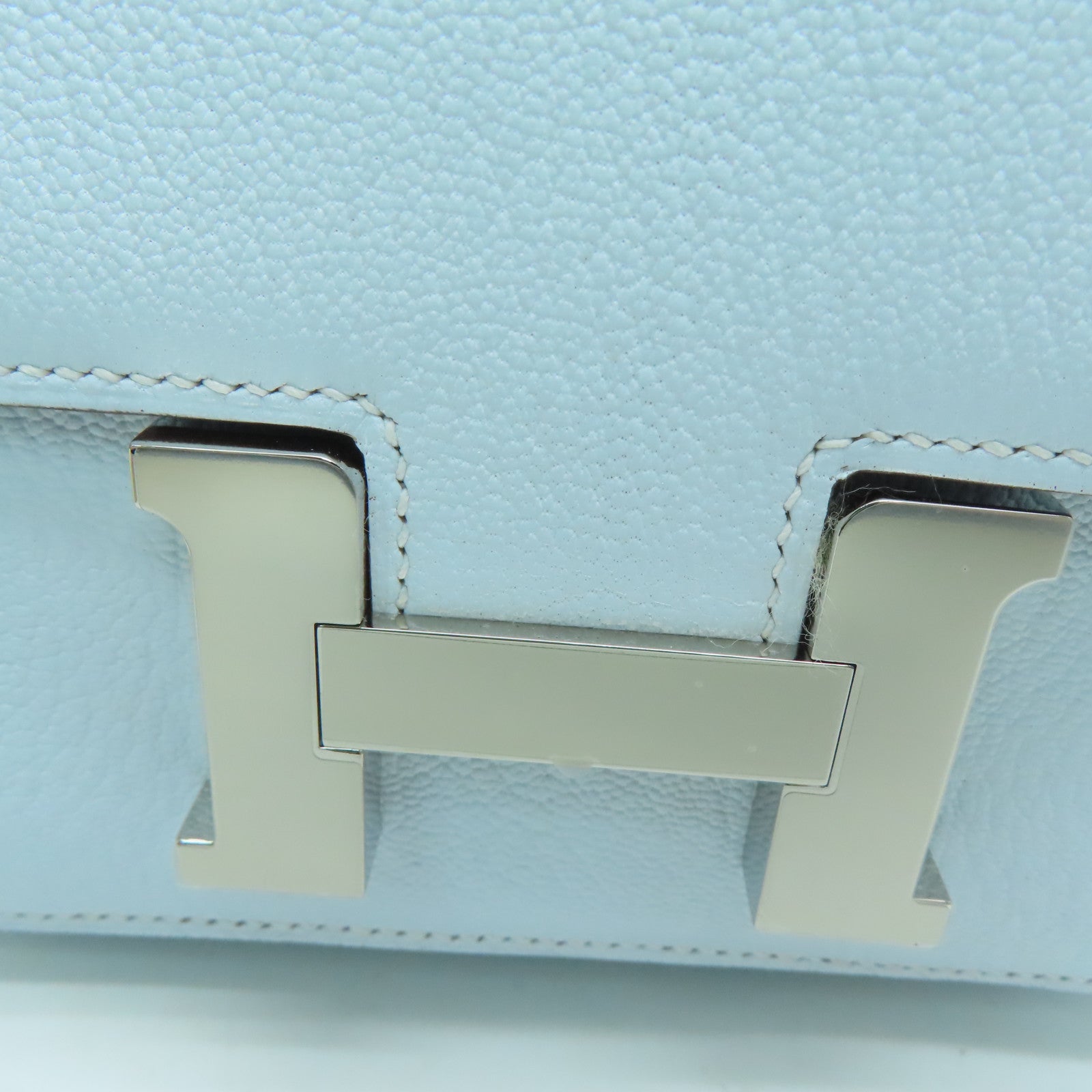 HERMES [Sharp Discount] Chevre Leather Constance Mini Silver