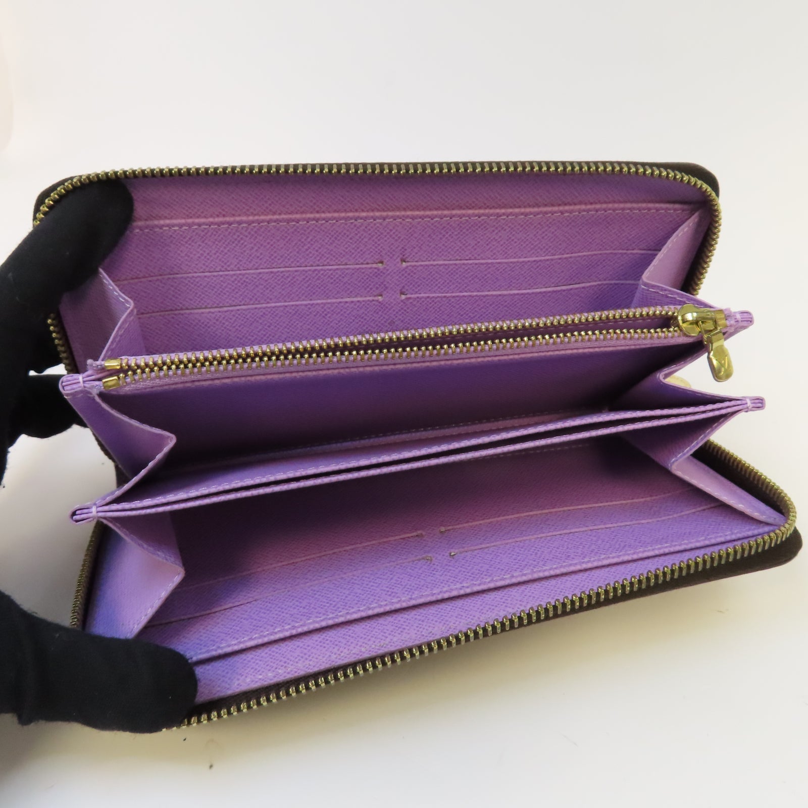 LOUIS VUITTON Damier Long Zipper Illustre Wallet 金扣長錢包啡色