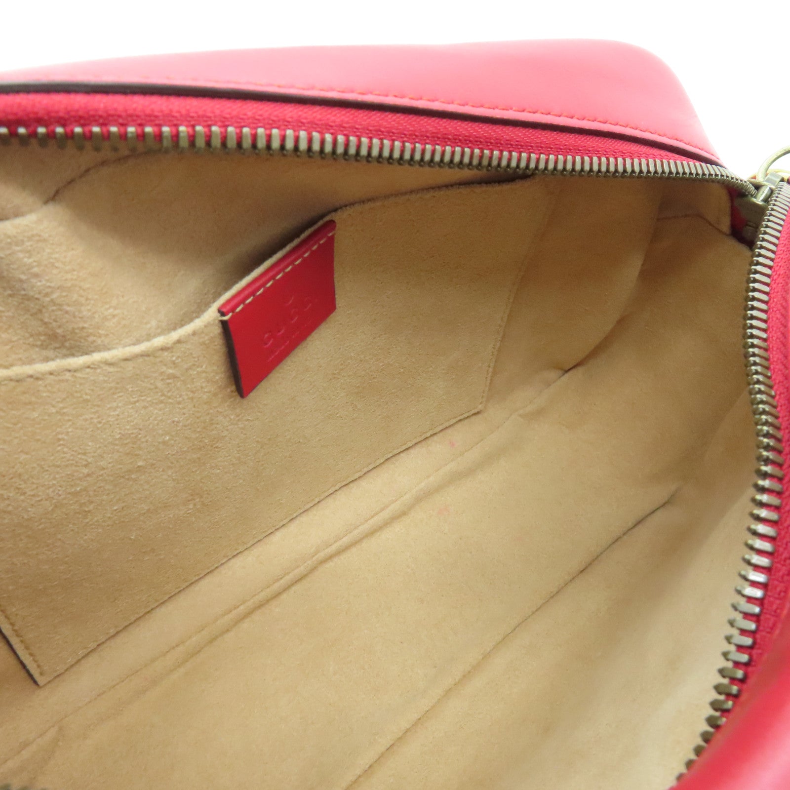 GUCCI cowhide leather GG Mormont gold buckle chain shoulder bag red