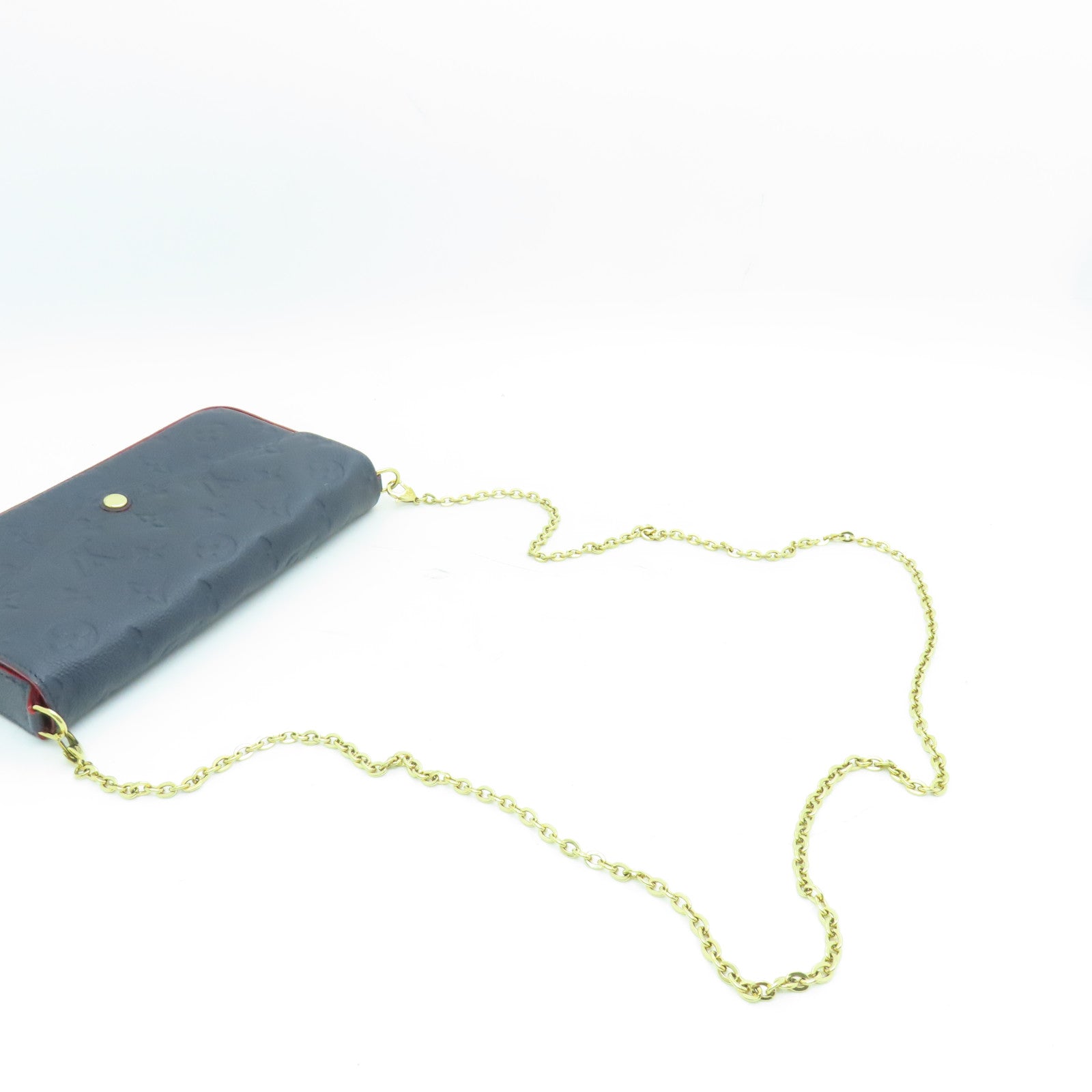 LOUIS VUITTON Monogram Empreinte Pochette Felicie金扣鏈帶肩背袋深藍色