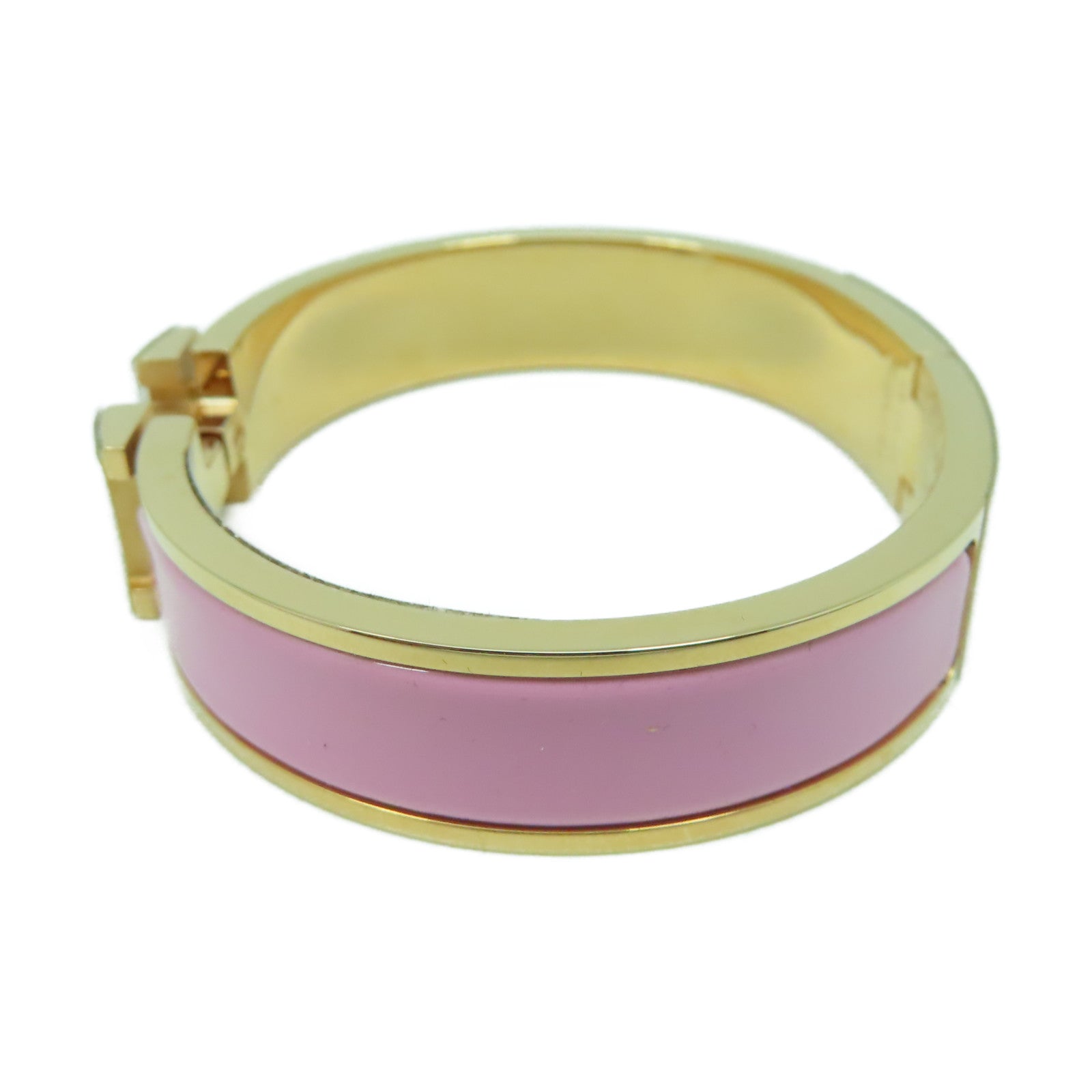 HERMES 金屬H Bangle金扣手鐲粉紅色/金色