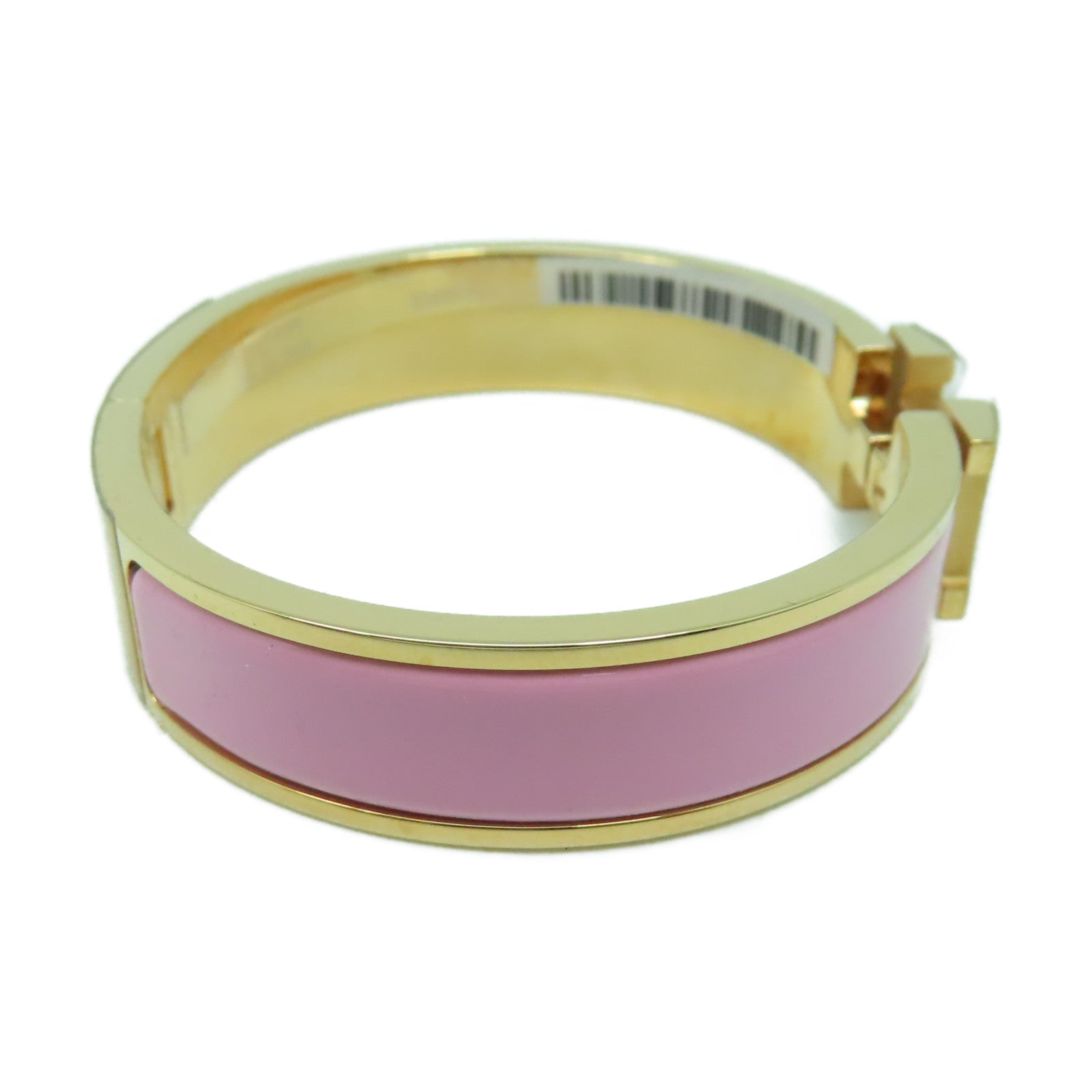 HERMES 金屬H Bangle金扣手鐲粉紅色/金色