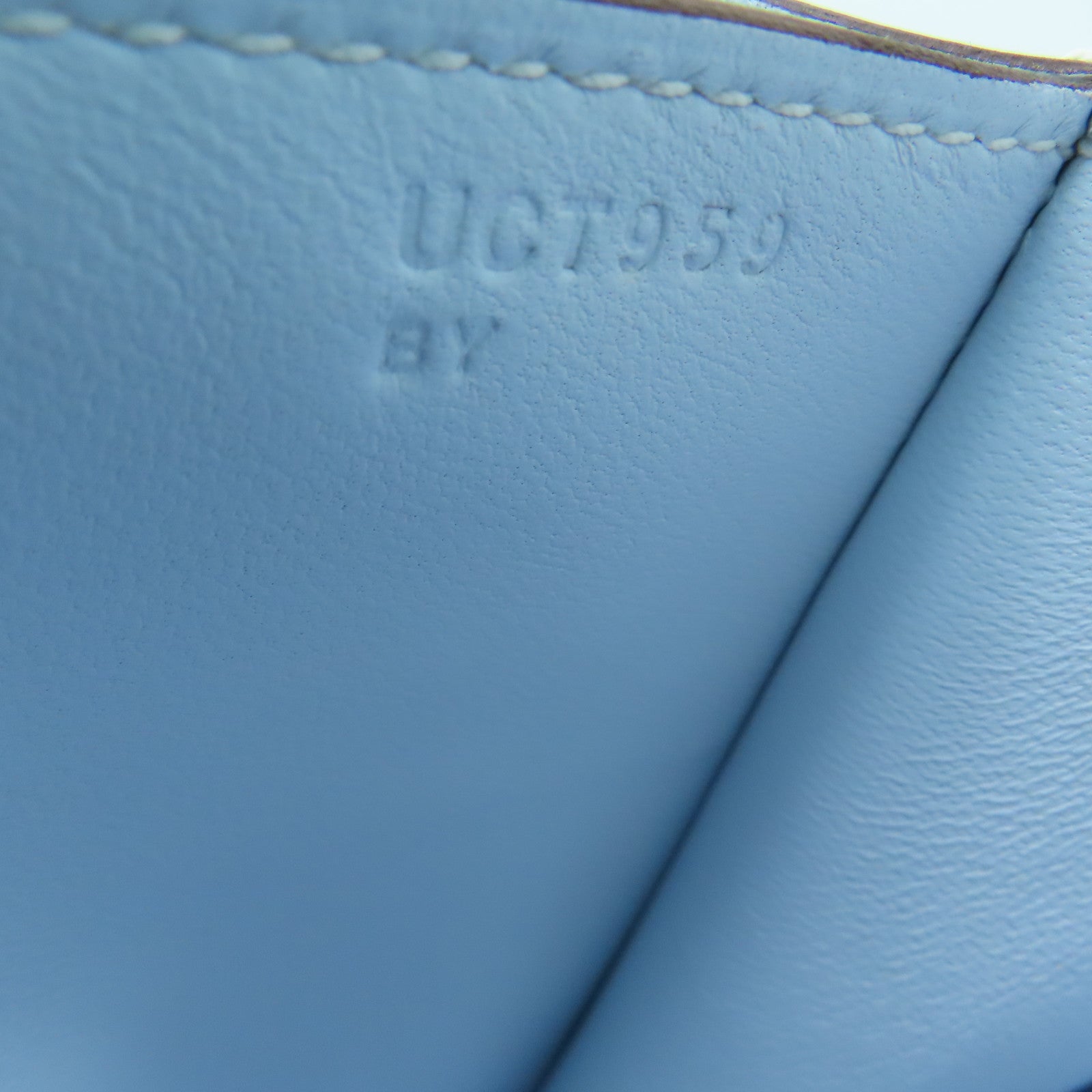 HERMES 【激減優惠】Chevre皮革Constance Mini銀扣肩背袋霧霾藍/Bleu Brume/T0