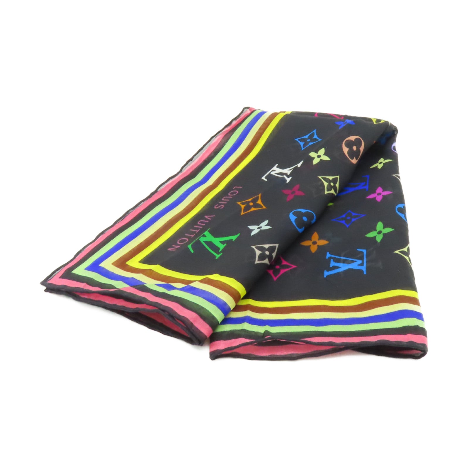 LOUIS VUITTON 絲質Scarf絲巾黒色/彩色