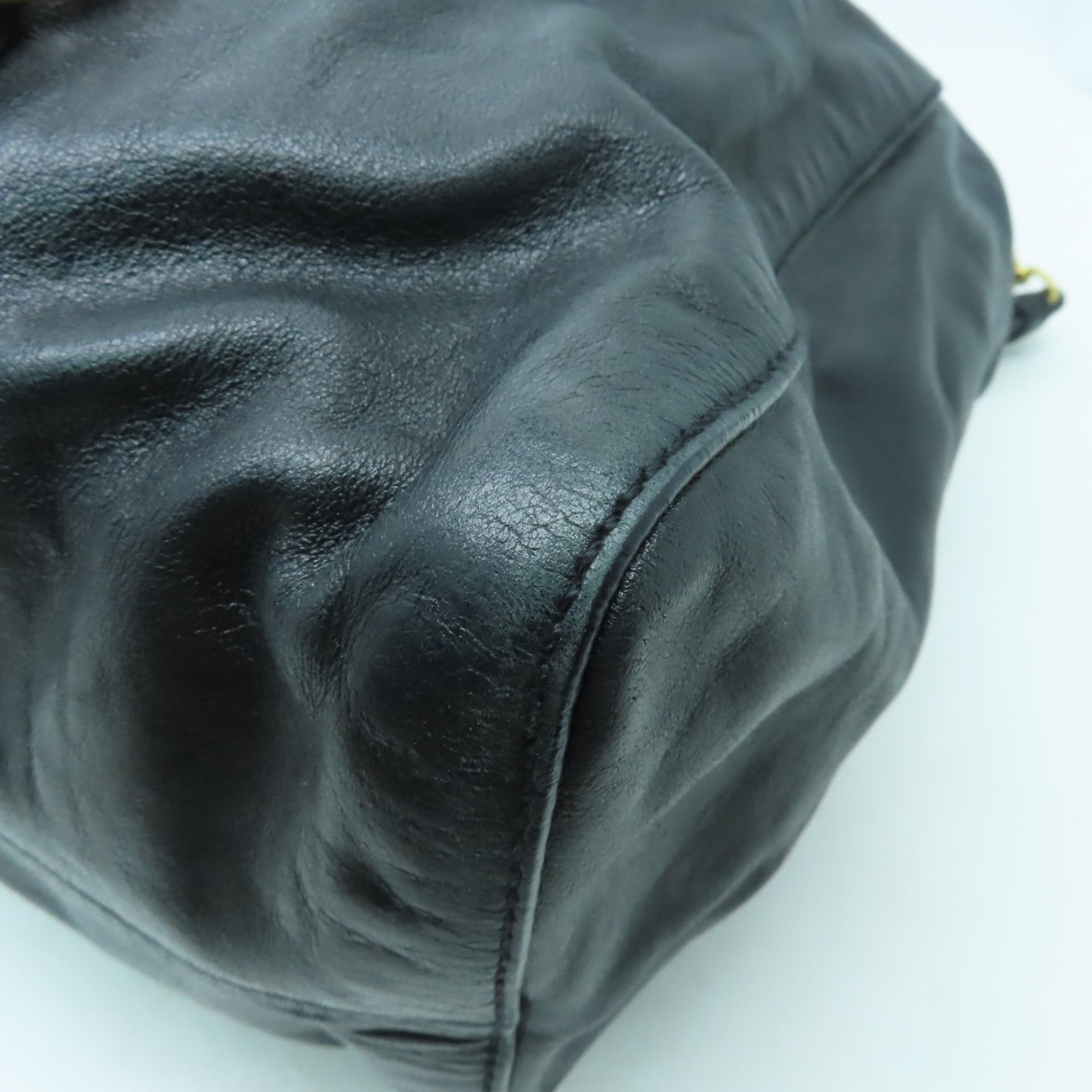 Miu Miu 牛皮皮革2 Way Shoulder金扣手挽肩背兩用袋黑色