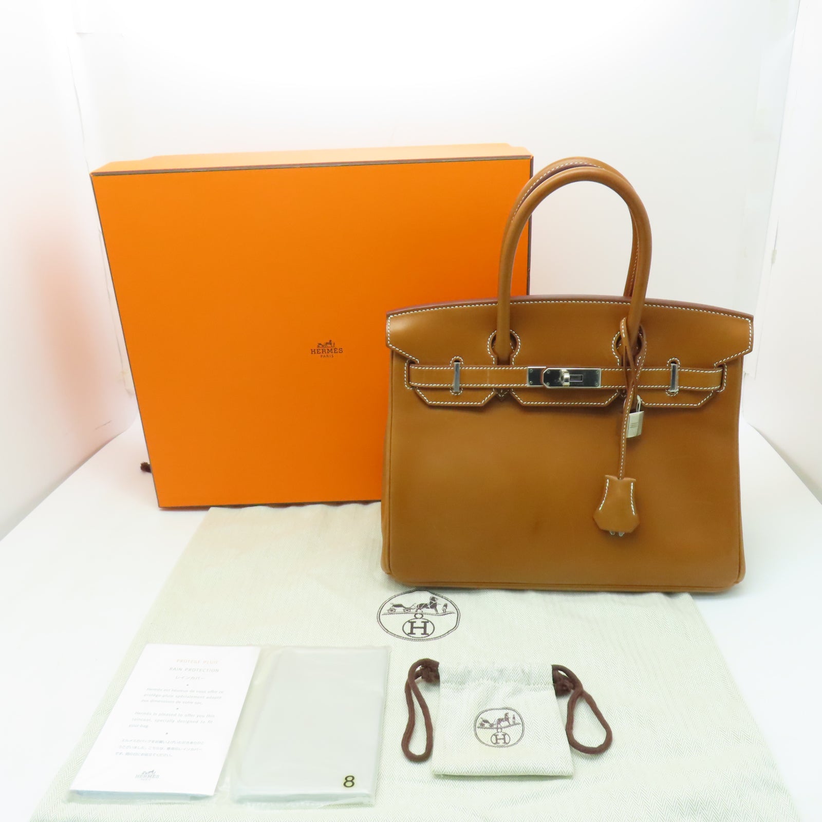 HERMES Barenia皮革Birkin 30銀扣手挽袋Gold經典駝色