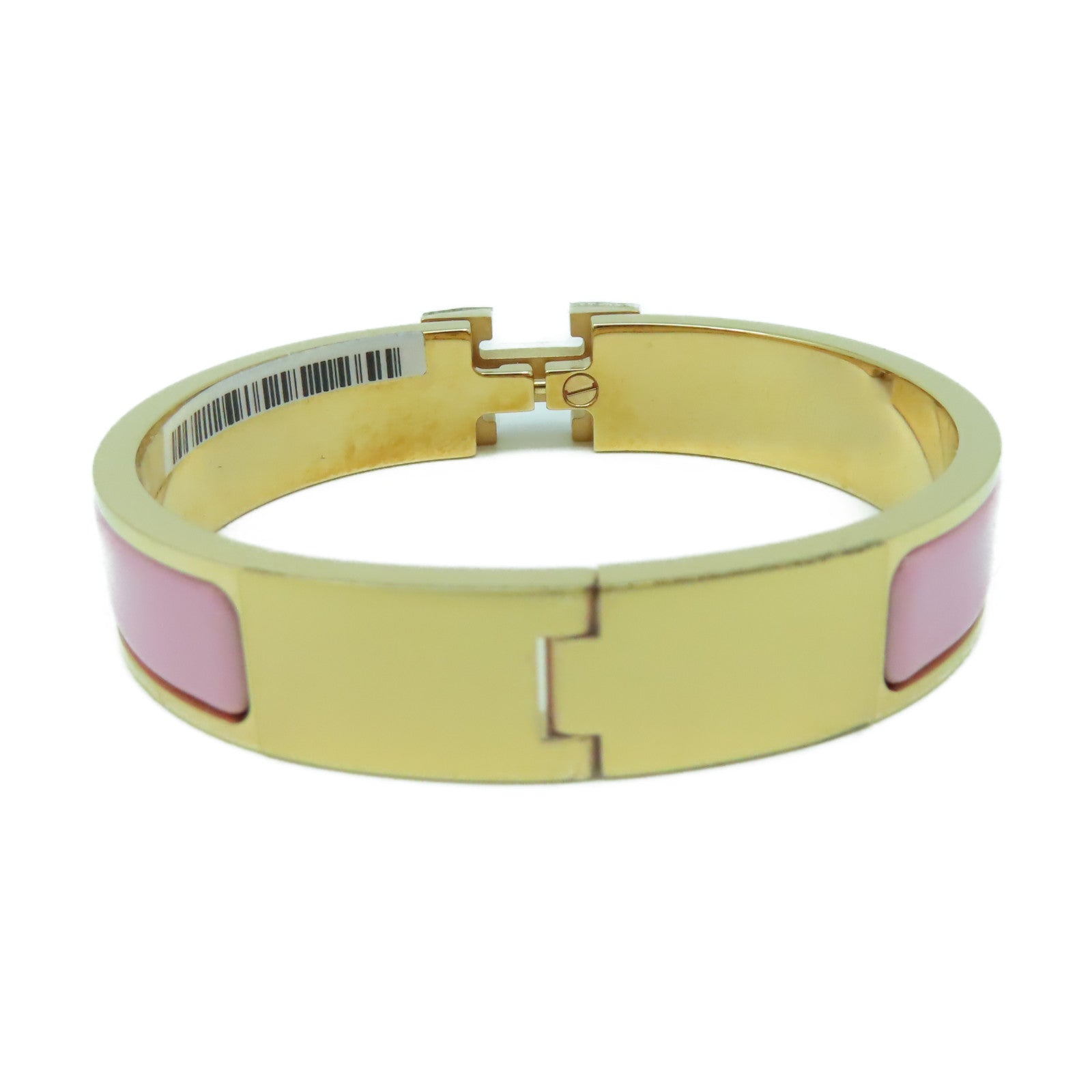 HERMES 金屬H Bangle金扣手鐲粉紅色/金色
