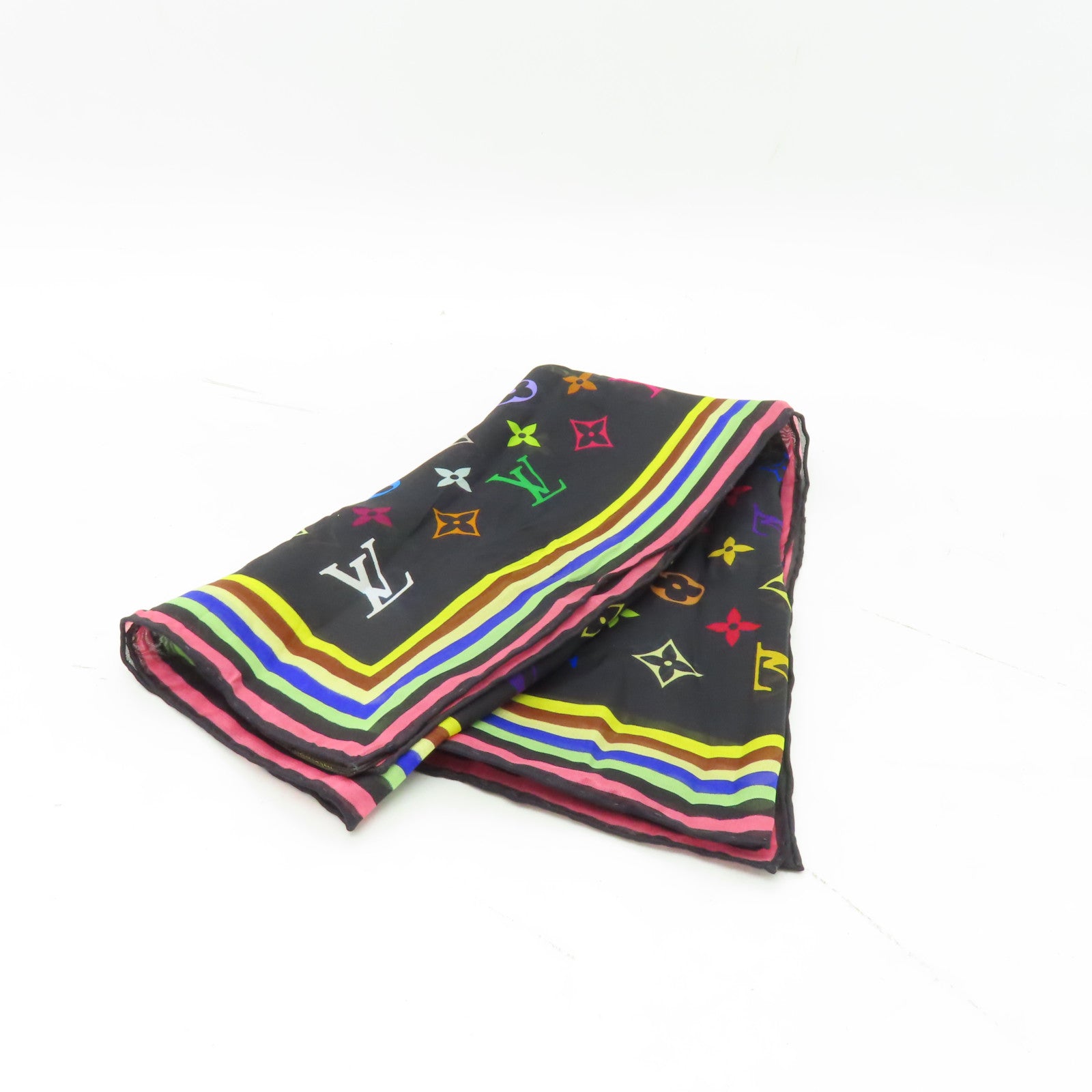 LOUIS VUITTON 絲質Scarf絲巾黒色/彩色