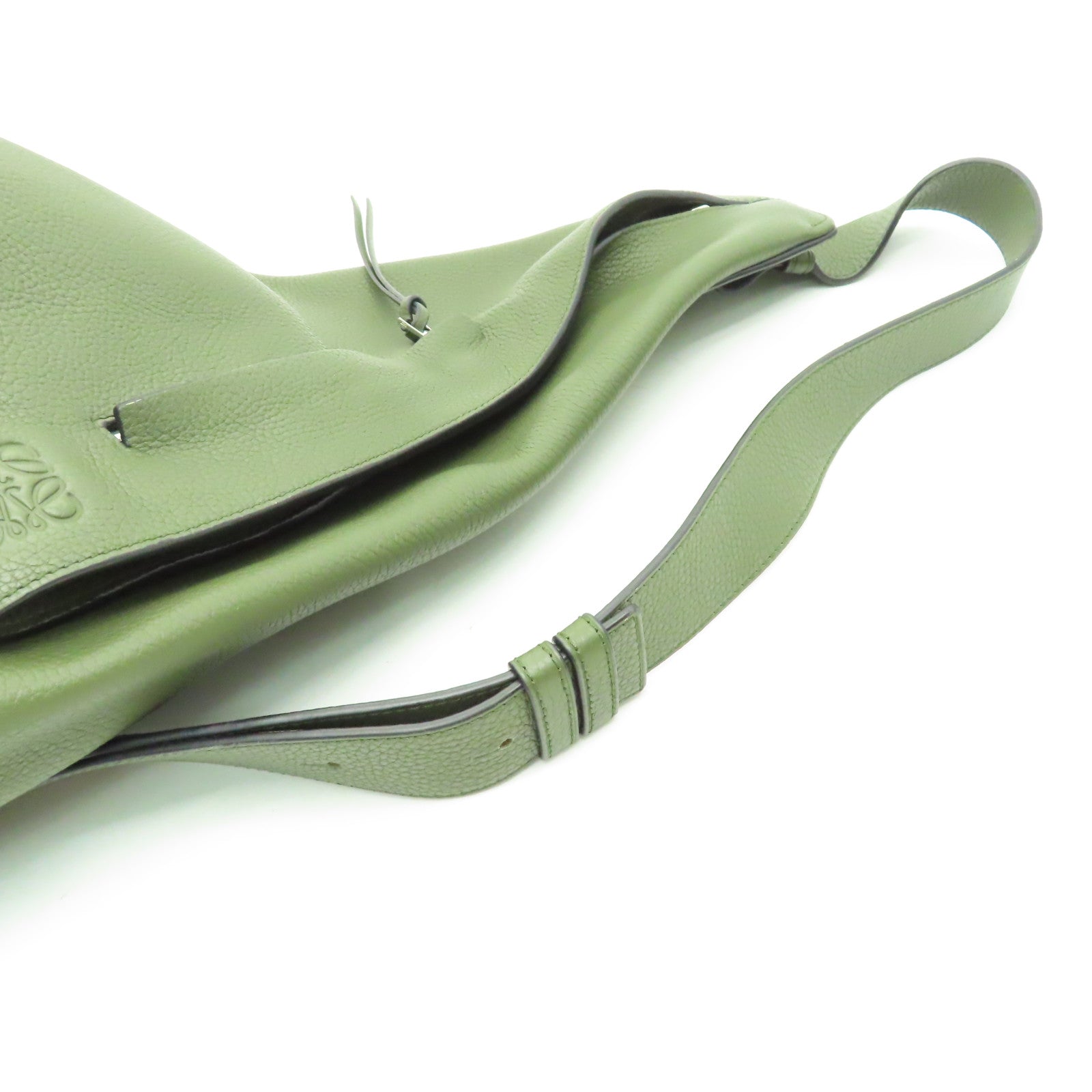 LOEWE 牛皮皮革Hand Bag銀扣肩背袋綠色