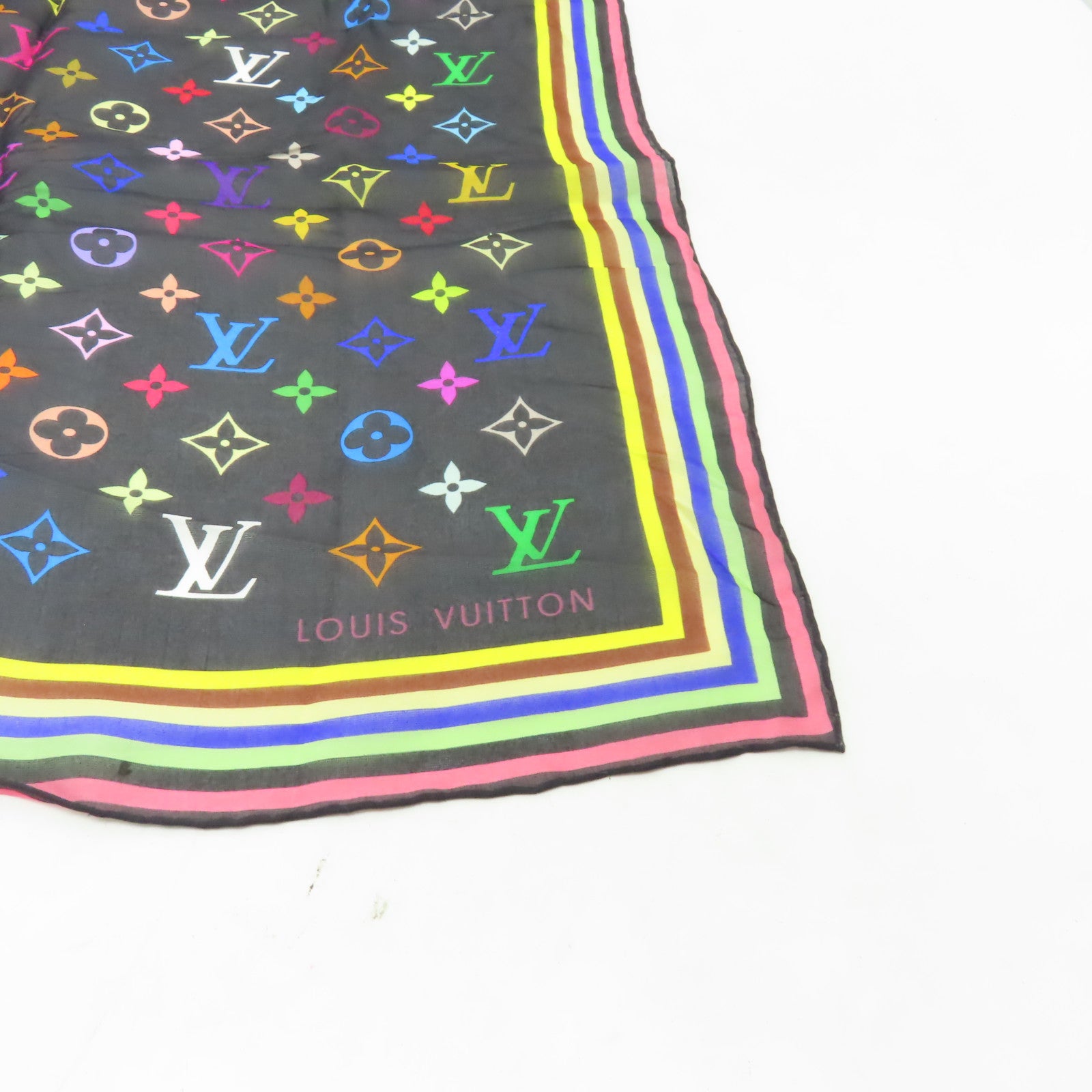 LOUIS VUITTON 絲質Scarf絲巾黒色/彩色