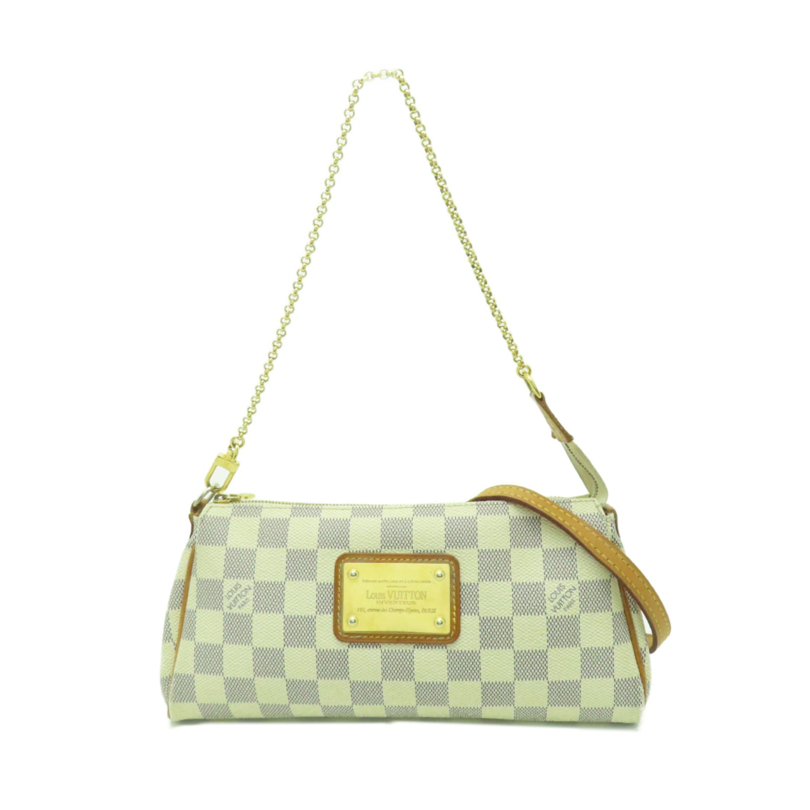 LOUIS VUITTON Damier Azur Eva金扣手挽肩背兩用袋白色