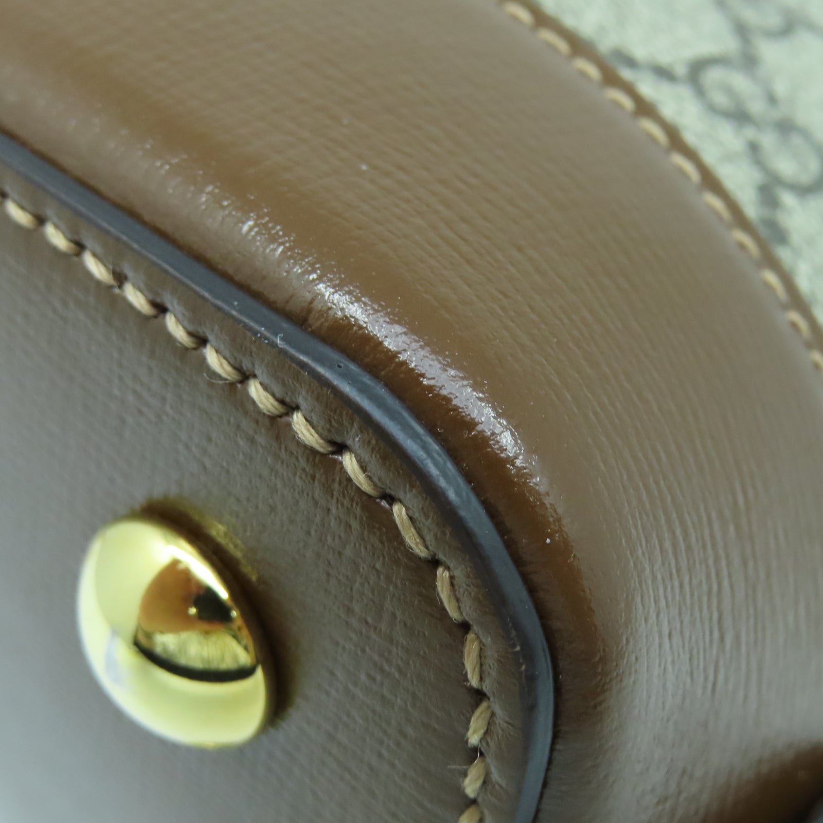GUCCI 塗層帆布Horsebit 1955 Small金扣手挽肩背兩用袋棕色