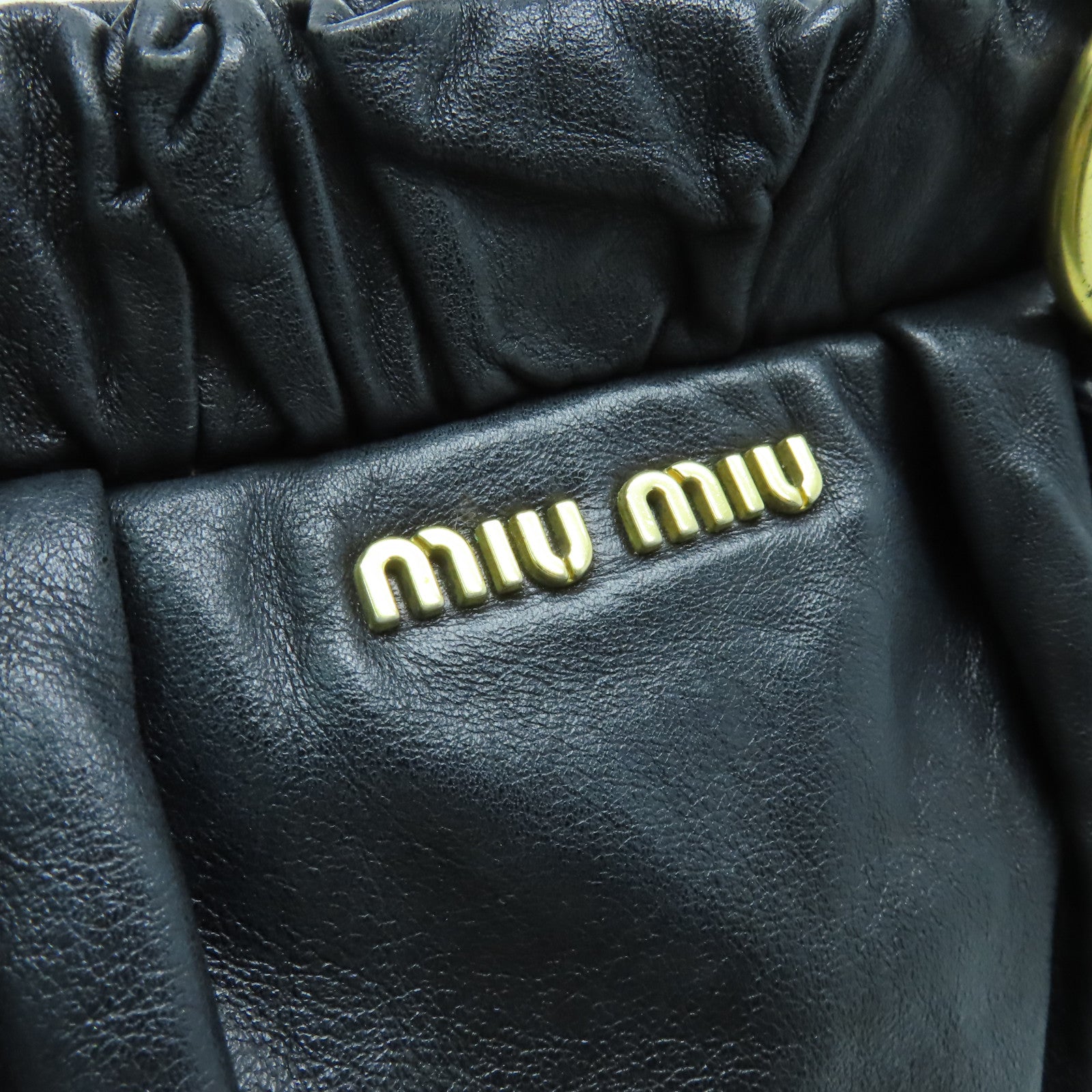 Miu Miu 牛皮皮革2 Way Shoulder金扣手挽肩背兩用袋黑色