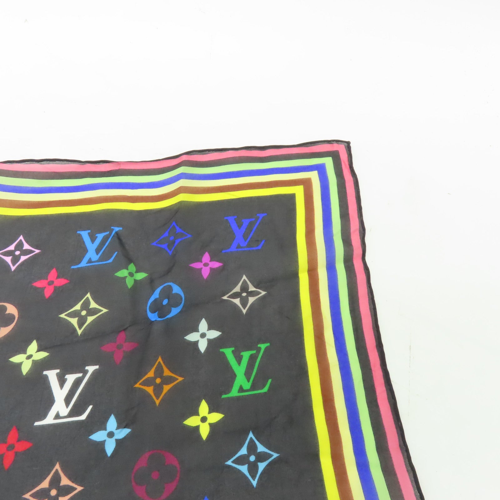 LOUIS VUITTON 絲質Scarf絲巾黒色/彩色
