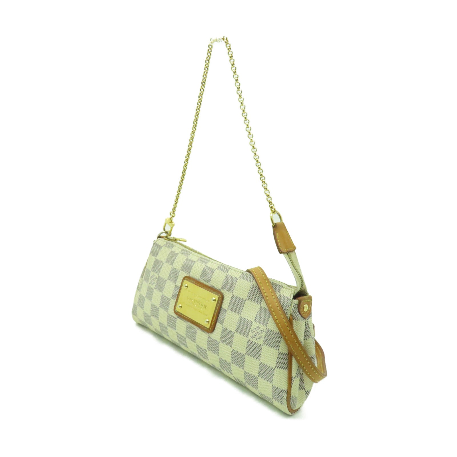 LOUIS VUITTON Damier Azur Eva金扣手挽肩背兩用袋白色