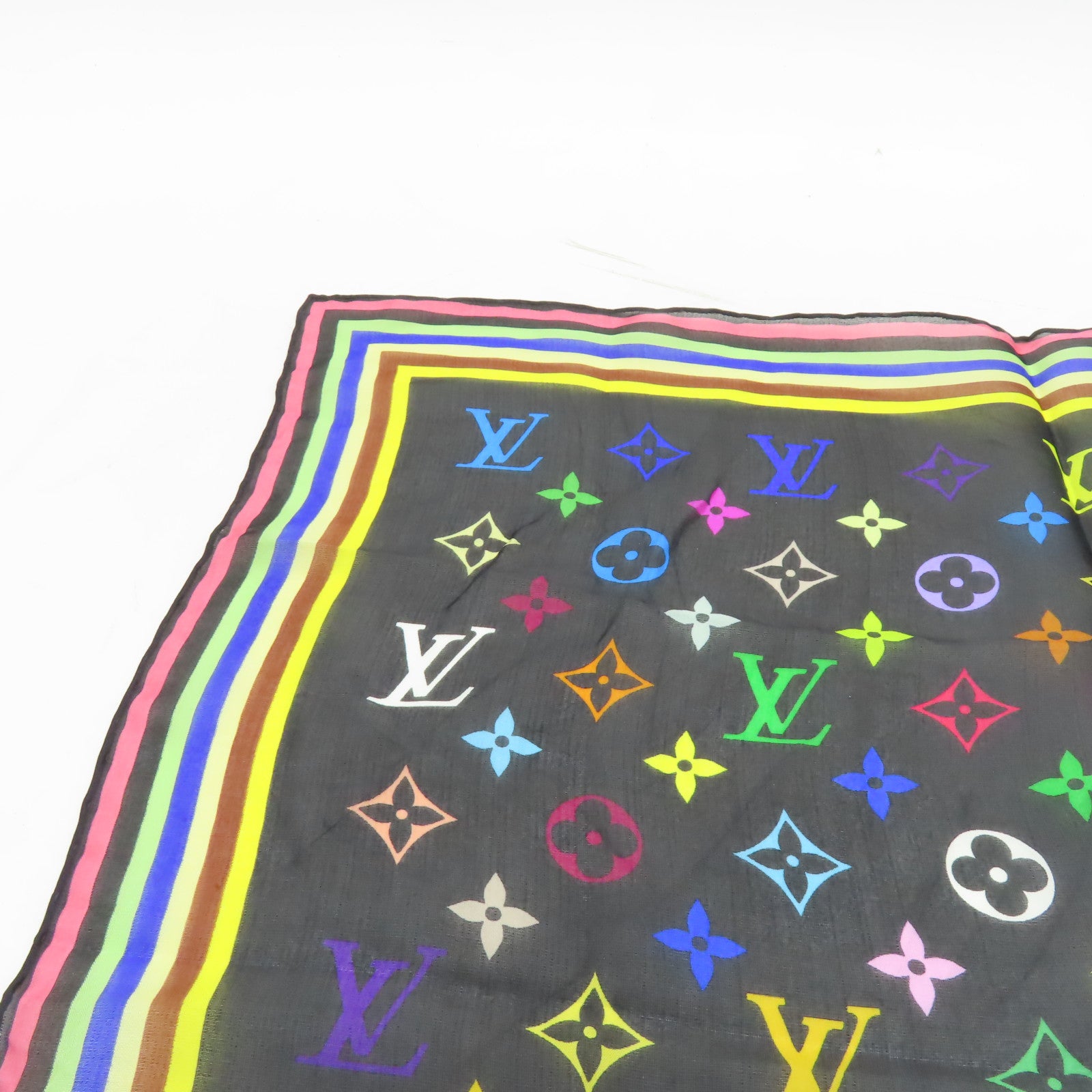 LOUIS VUITTON 絲質Scarf絲巾黒色/彩色