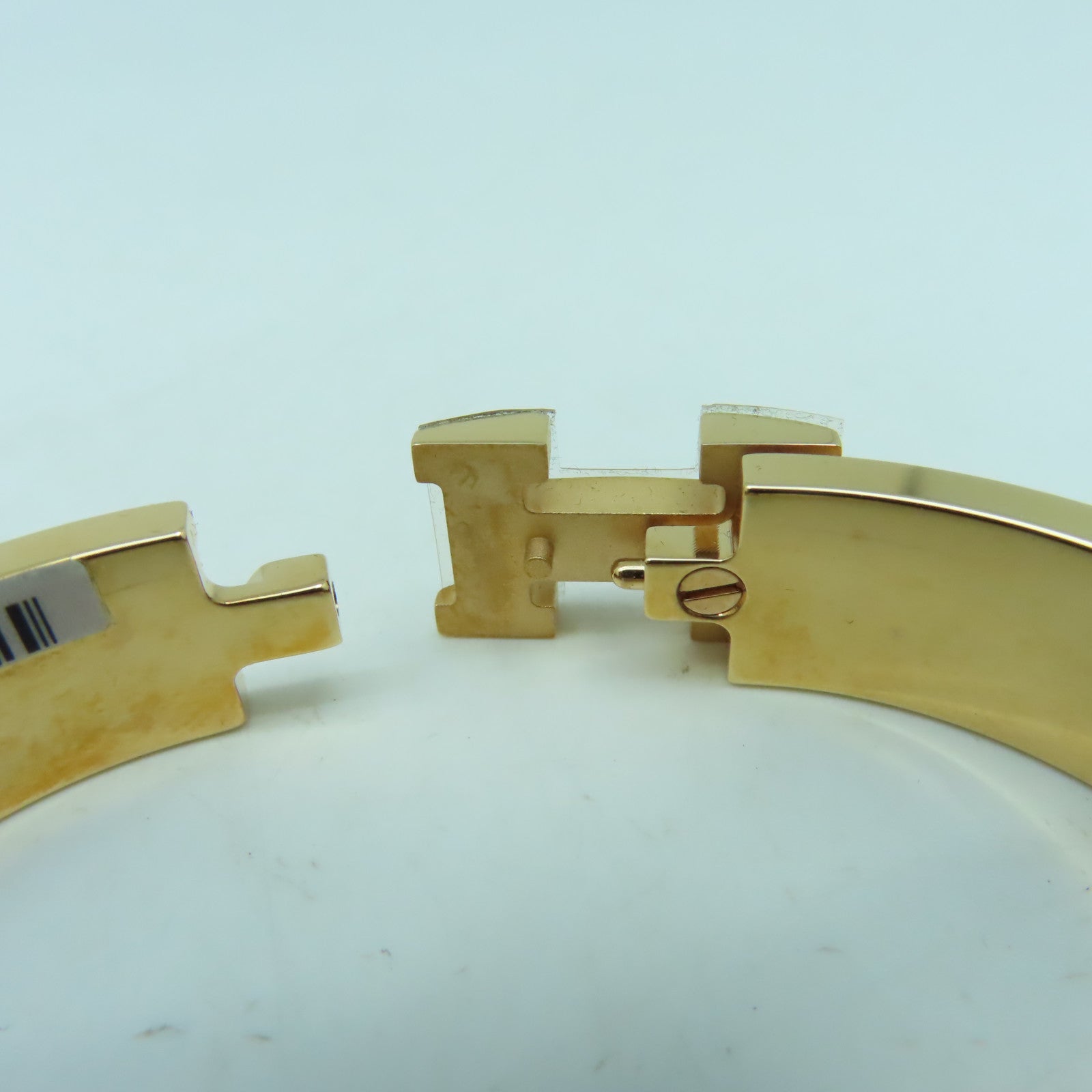 HERMES 金屬H Bangle金扣手鐲粉紅色/金色