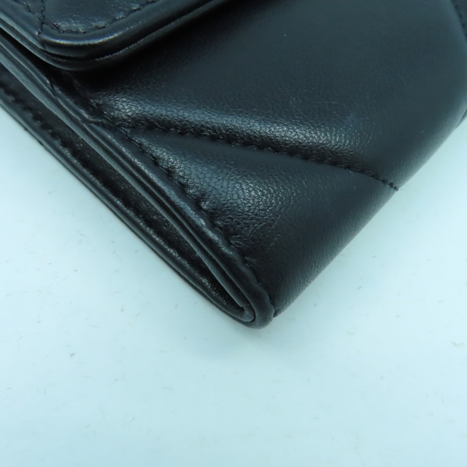 CHANEL 菱格牛皮皮革C19 Long Wallet銀扣長錢包黑色