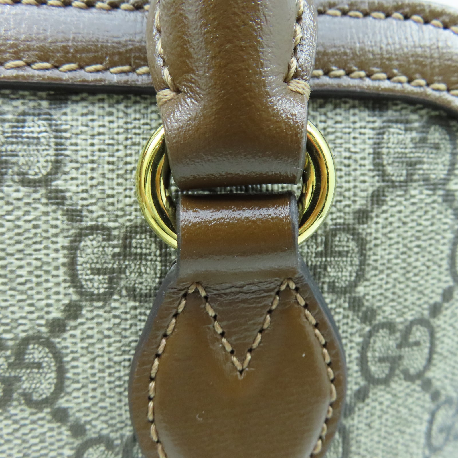 GUCCI 塗層帆布Horsebit 1955 Small金扣手挽肩背兩用袋棕色