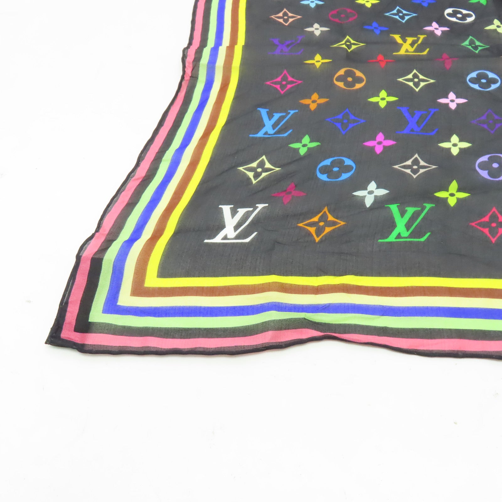 LOUIS VUITTON 絲質Scarf絲巾黒色/彩色