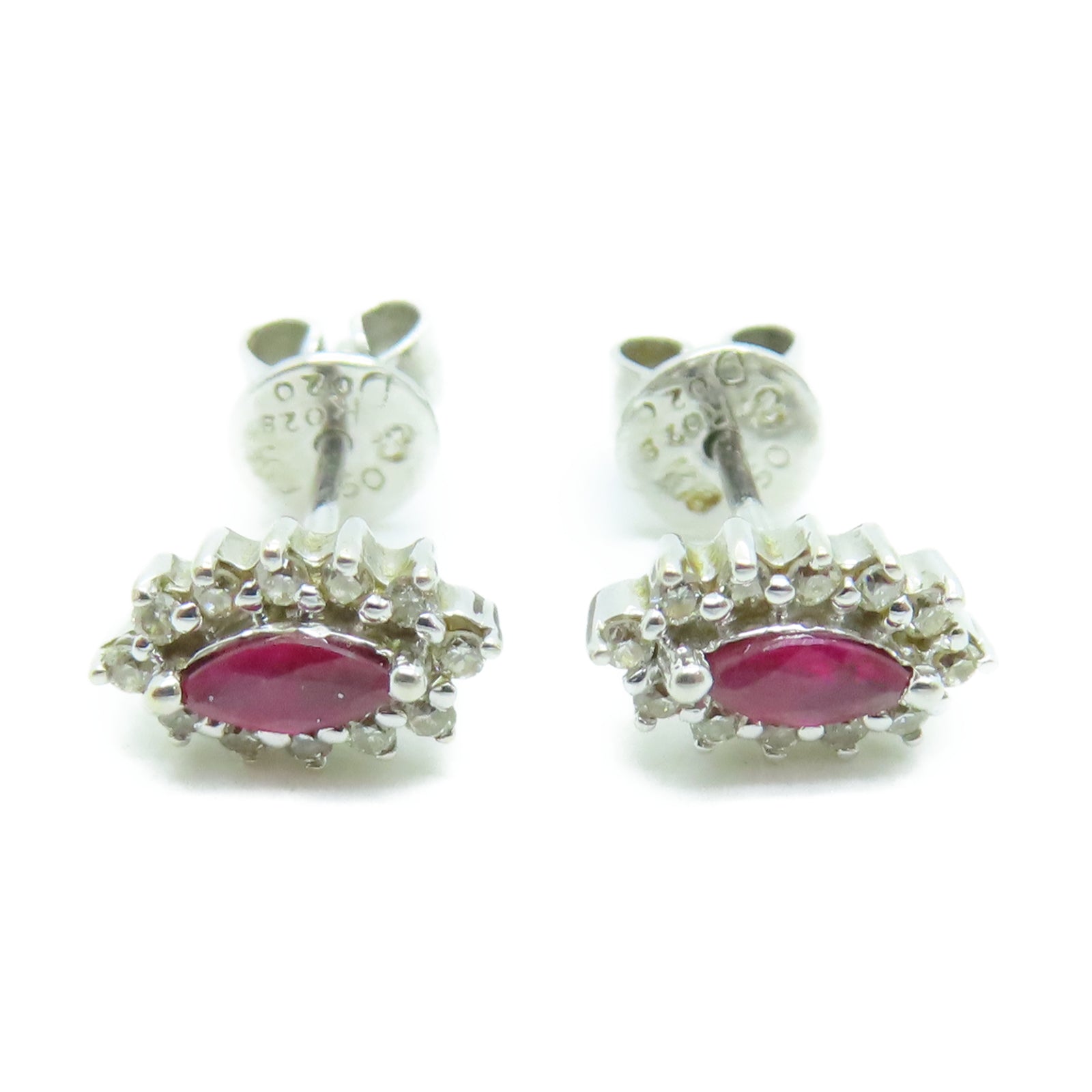 JEWELRY 18K白金Earrings0.2ct紅寶石/0.2ct鑽石耳環