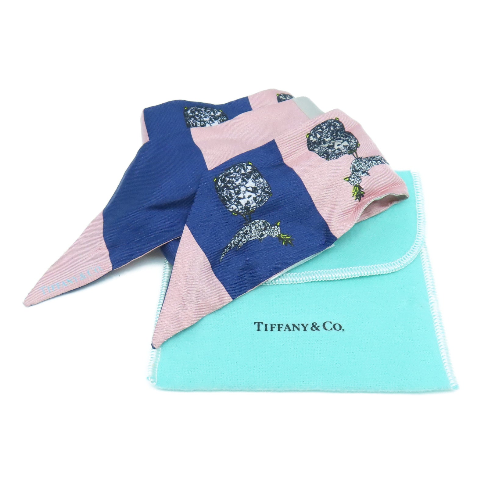 TIFFANY&amp;CO Silk Scarf Pink/Blue