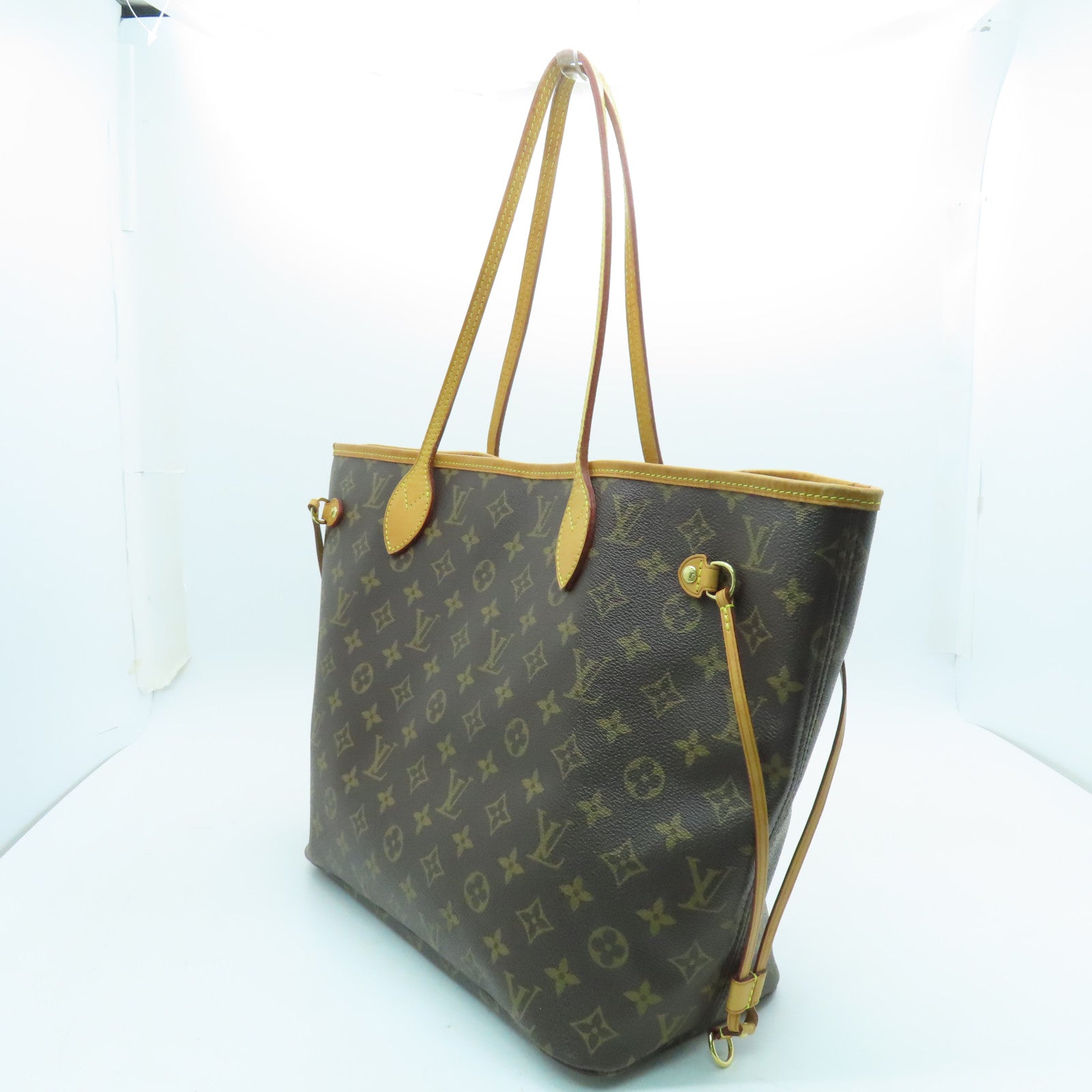 LOUIS VUITTON Monogram NeveFull MM金扣肩背袋棕色
