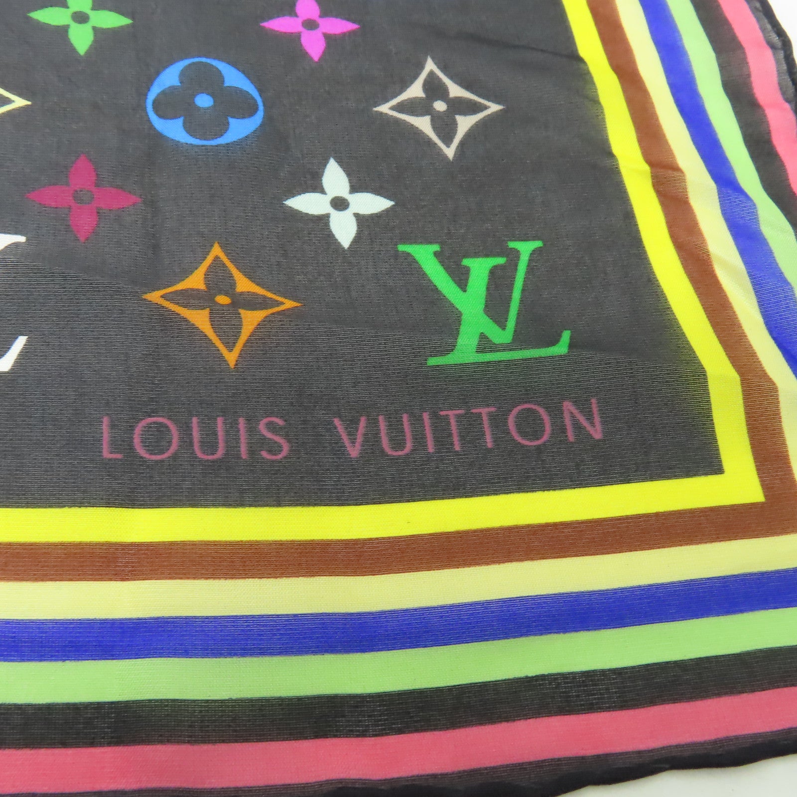 LOUIS VUITTON 絲質Scarf絲巾黒色/彩色