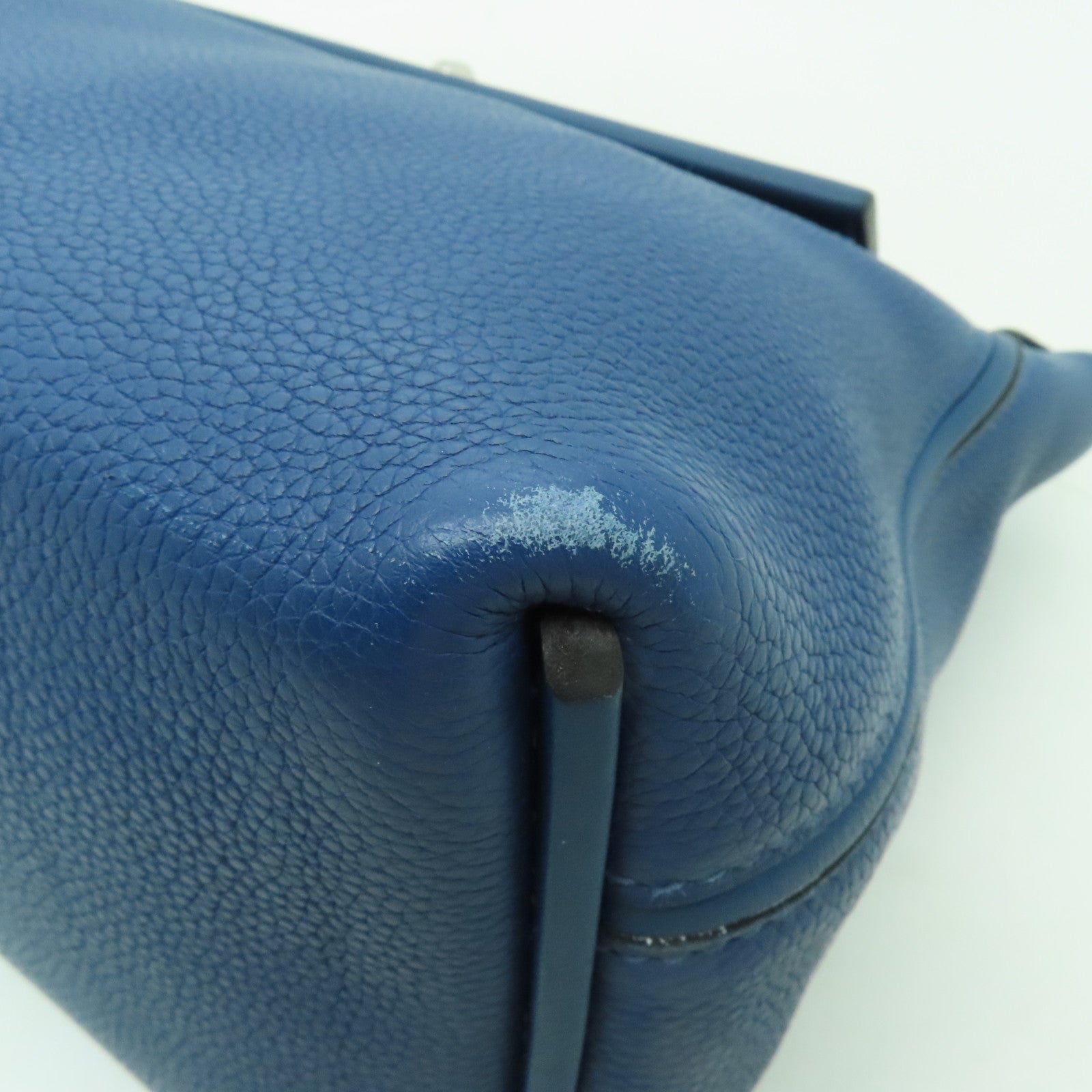 HERMES Clemence皮革24/24 29CM銀扣手挽肩背兩用袋深藍色