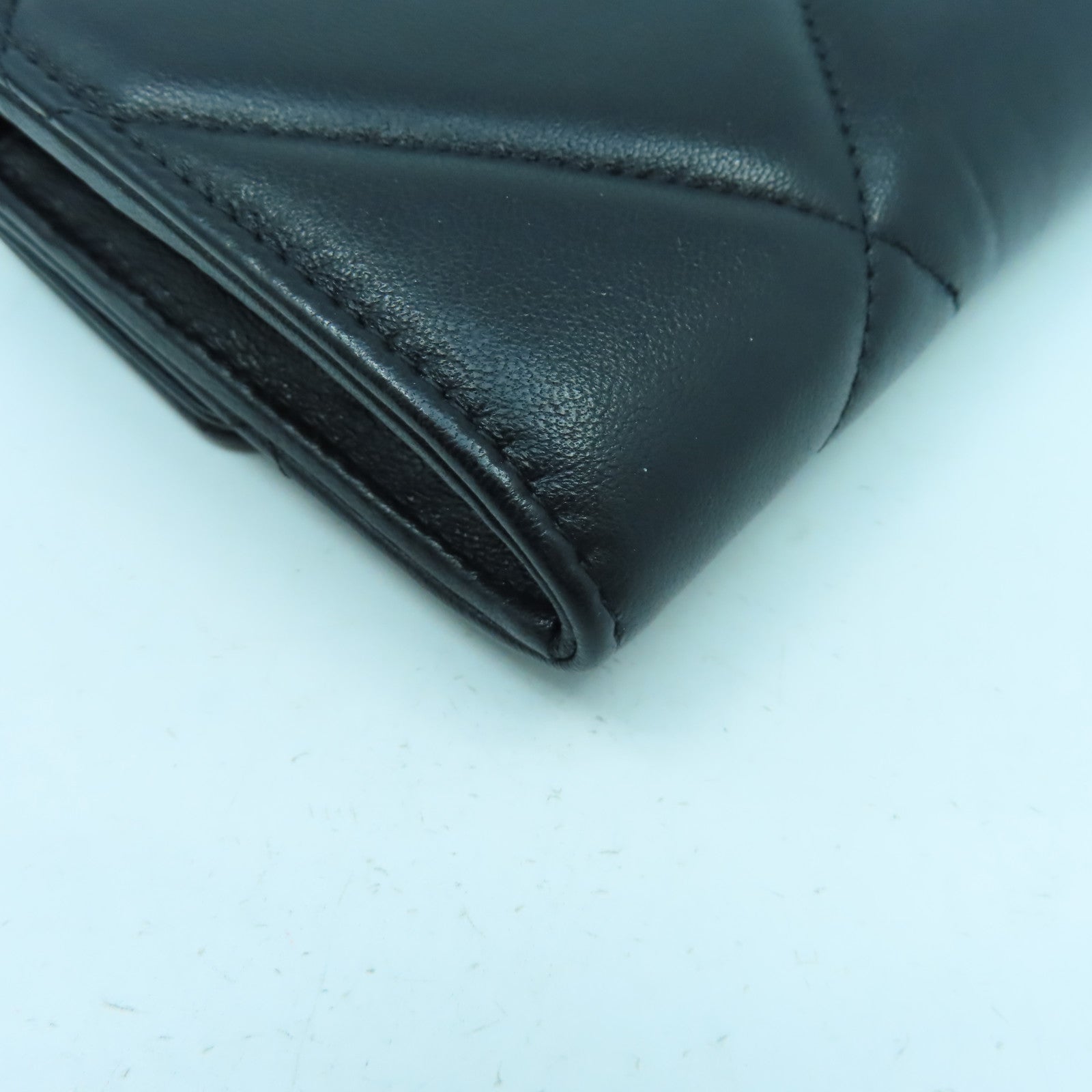 CHANEL 菱格牛皮皮革C19 Long Wallet銀扣長錢包黑色