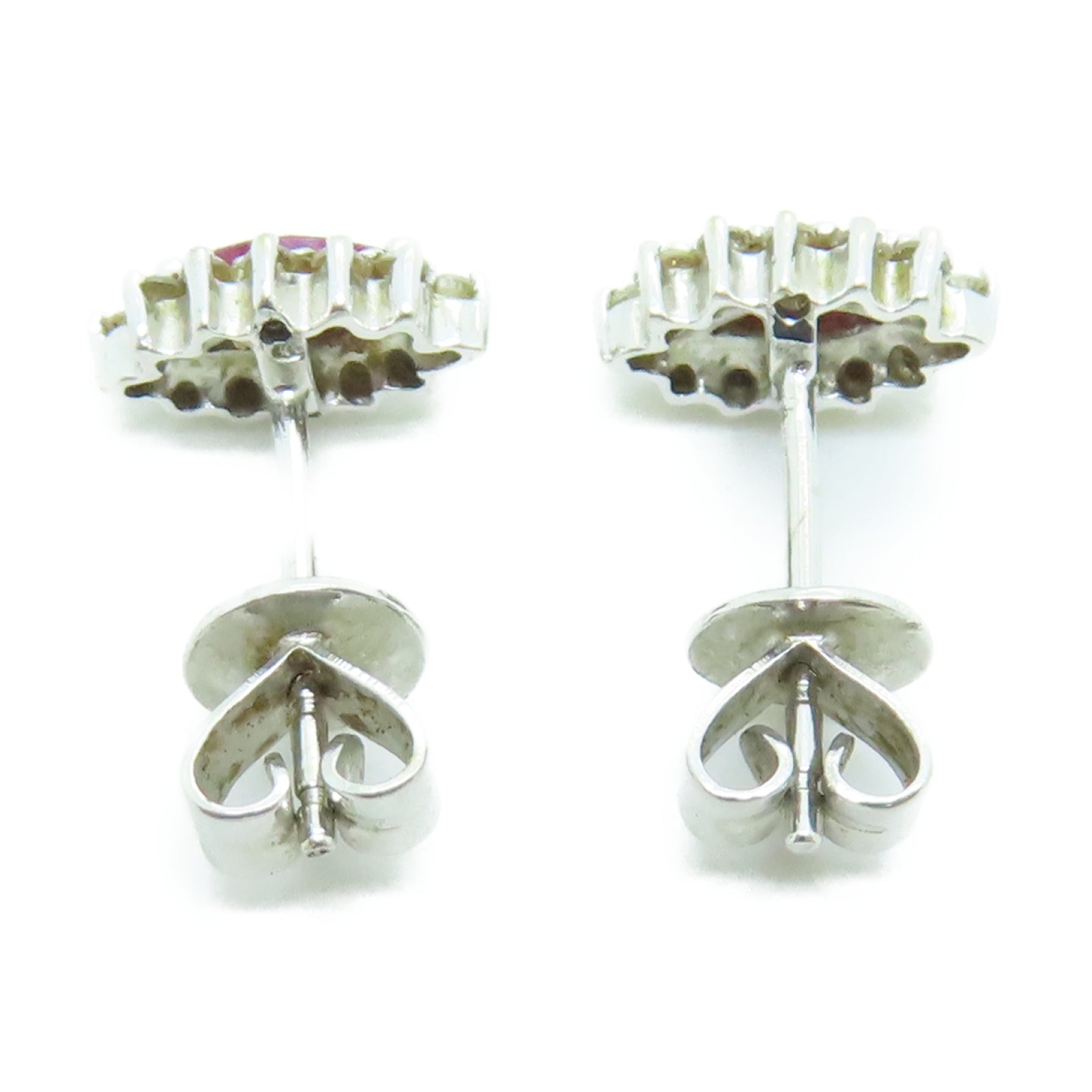 JEWELRY 18K白金Earrings0.2ct紅寶石/0.2ct鑽石耳環
