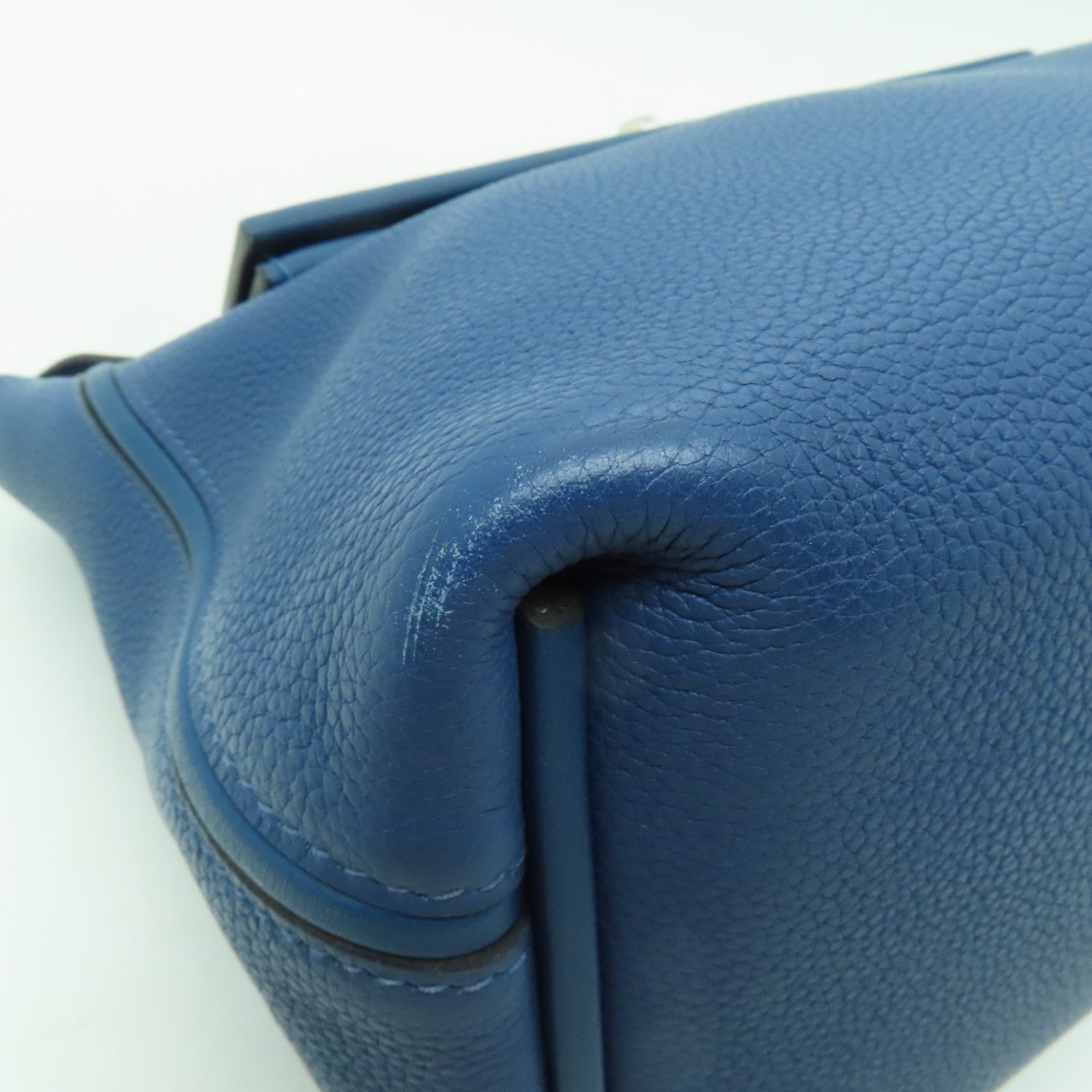 HERMES Clemence皮革24/24 29CM銀扣手挽肩背兩用袋深藍色