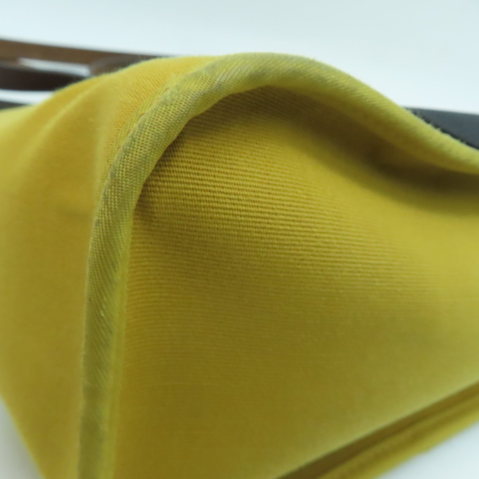 HERMES Canvas Cabag Silver Buckle Handle Shoulder Bag Black/Mustard