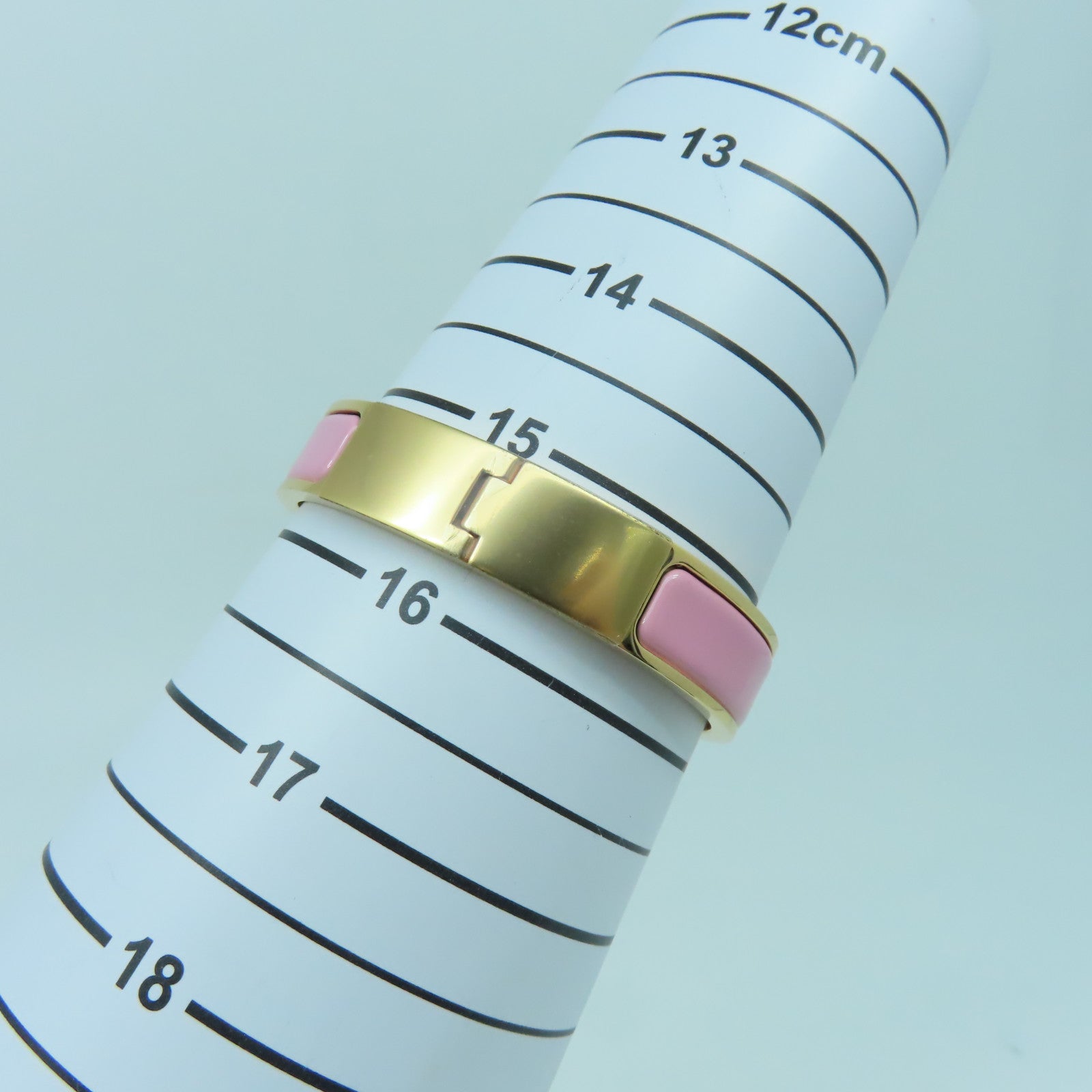 HERMES 金屬H Bangle金扣手鐲粉紅色/金色