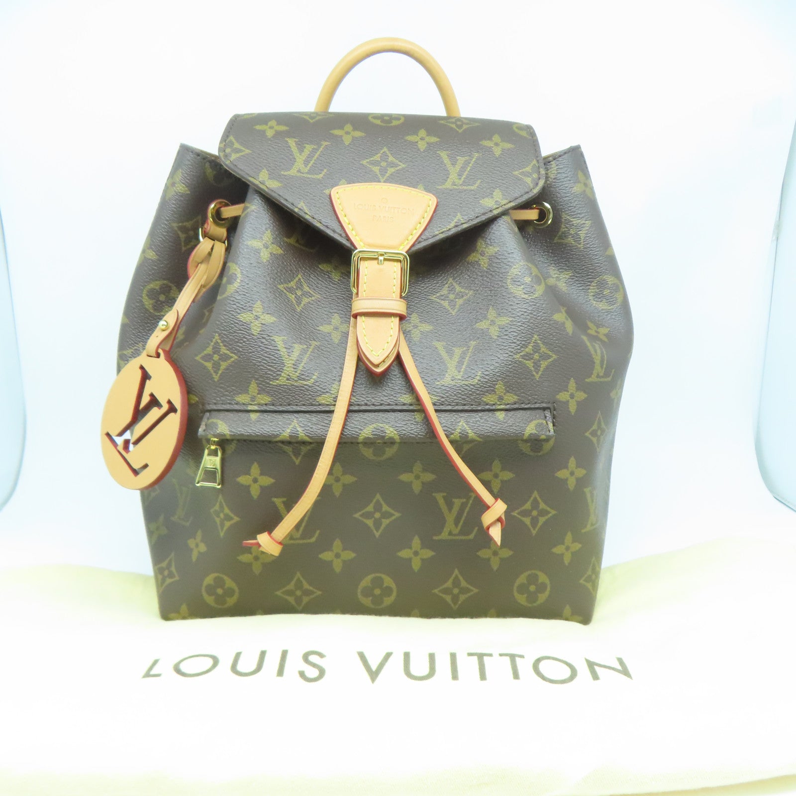 LOUIS VUITTON Monogram Montsouris PM金扣背包啡色