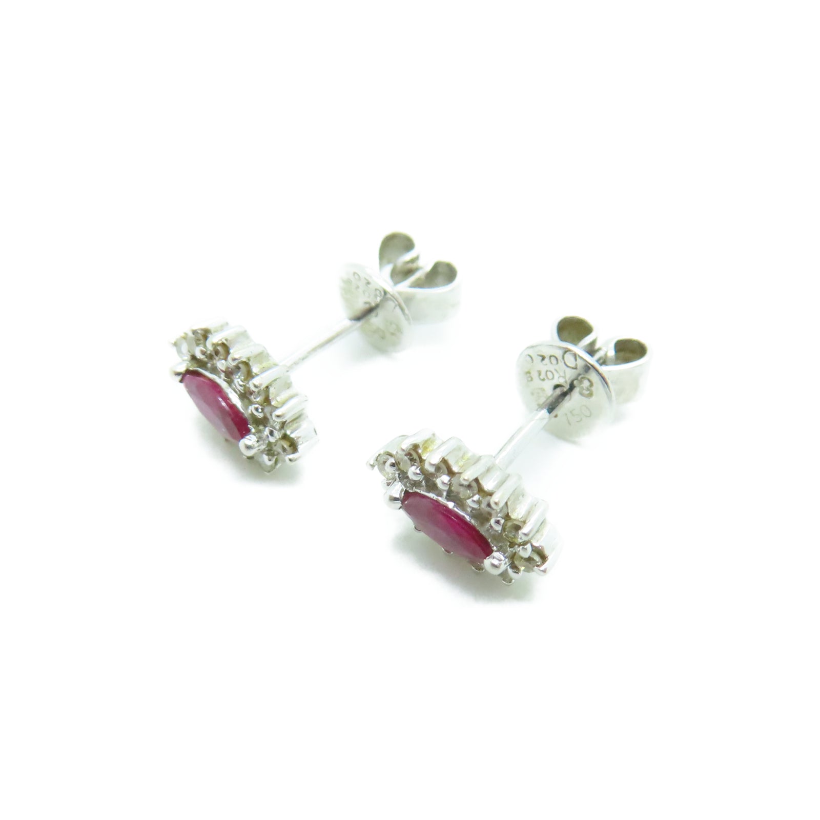 JEWELRY 18K白金Earrings0.2ct紅寶石/0.2ct鑽石耳環