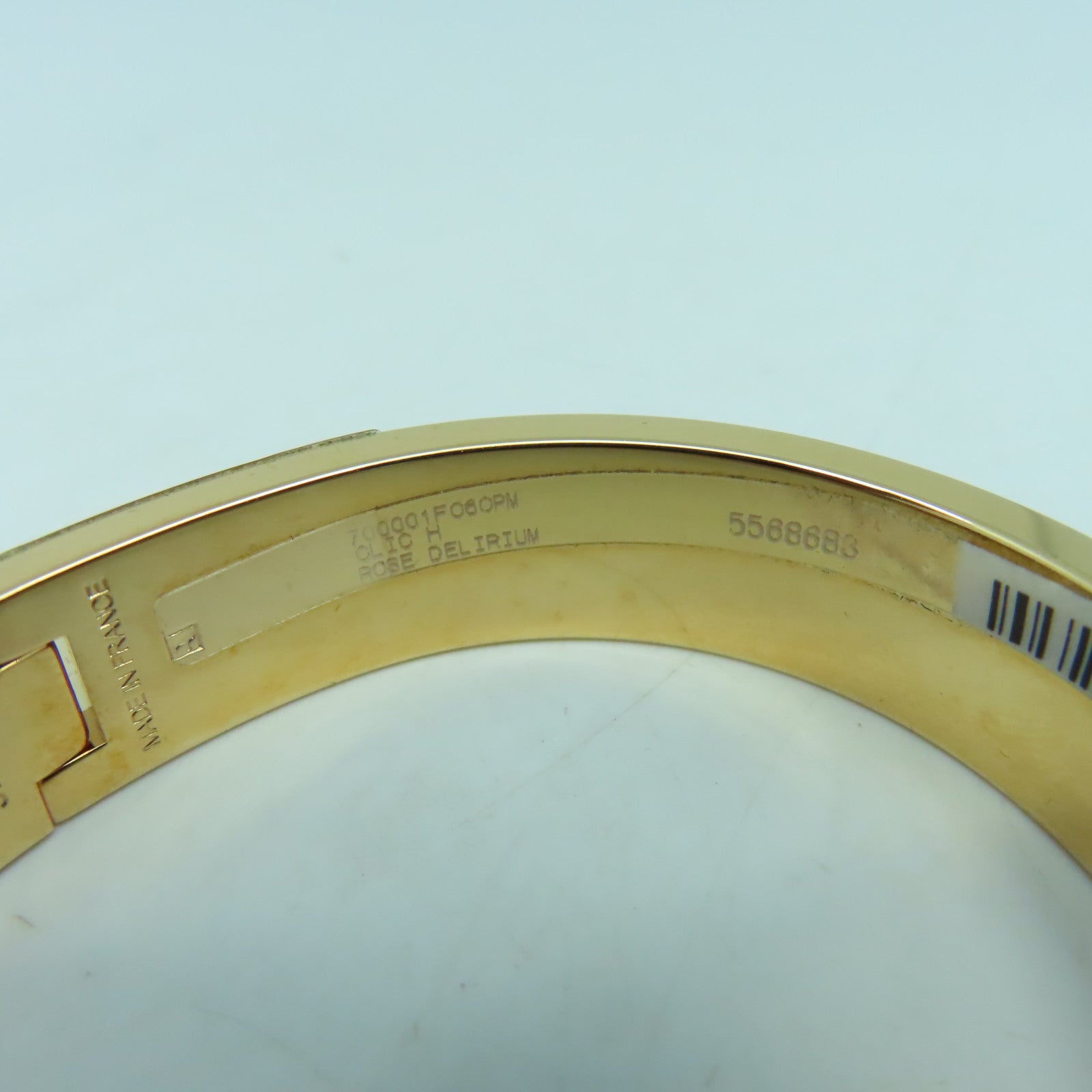 HERMES 金屬H Bangle金扣手鐲粉紅色/金色