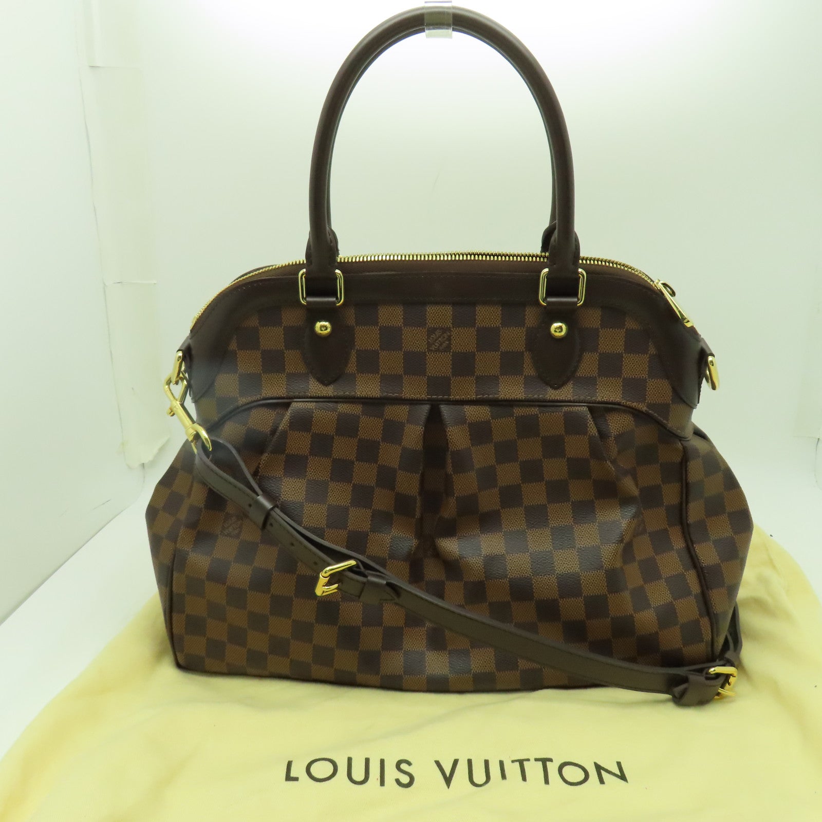 LOUIS VUITTON Damier Tivoli GM金扣手挽肩背兩用袋啡色